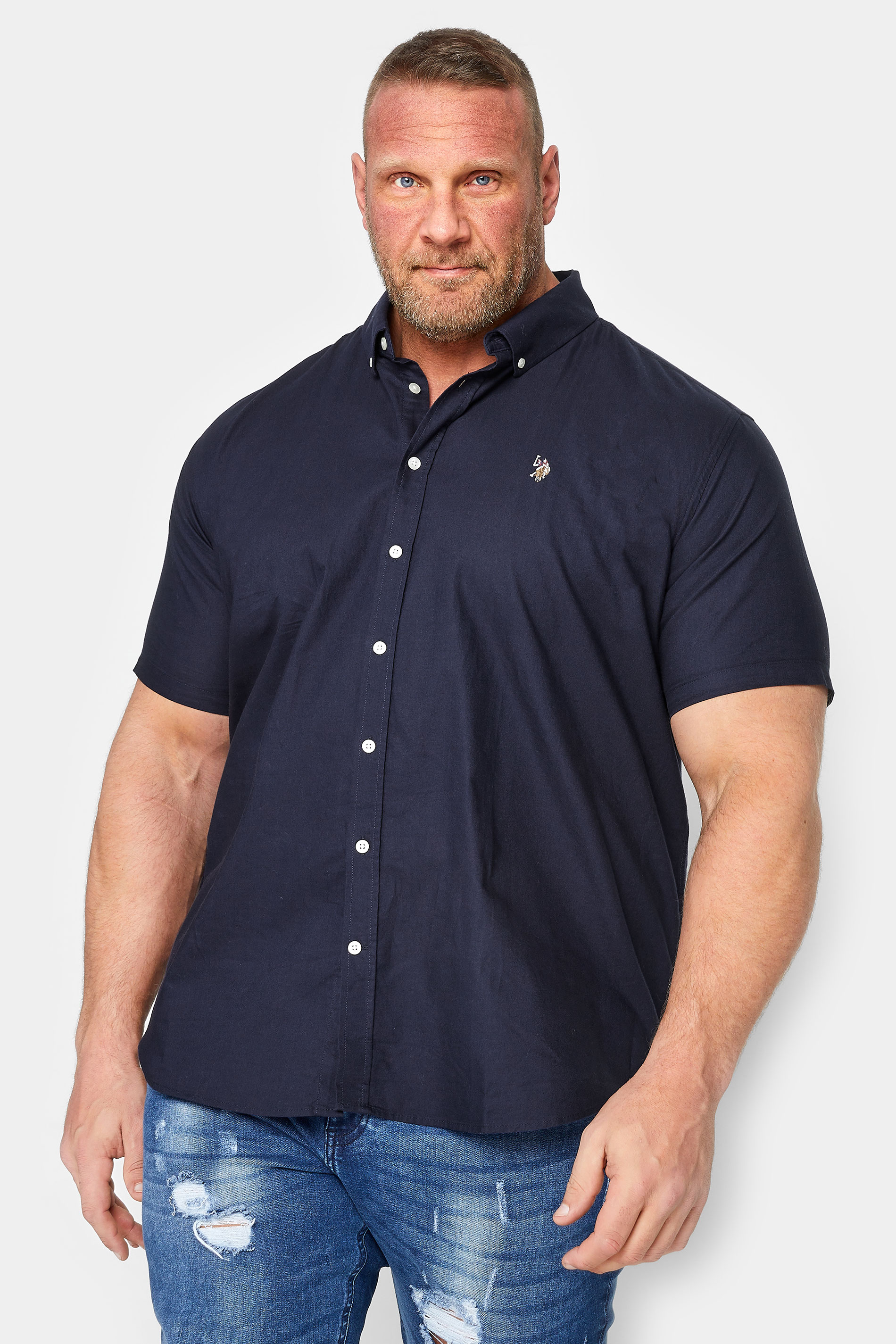U.S. POLO ASSN. Big & Tall Navy Blue Short Sleeve Shirt | BadRhino  1