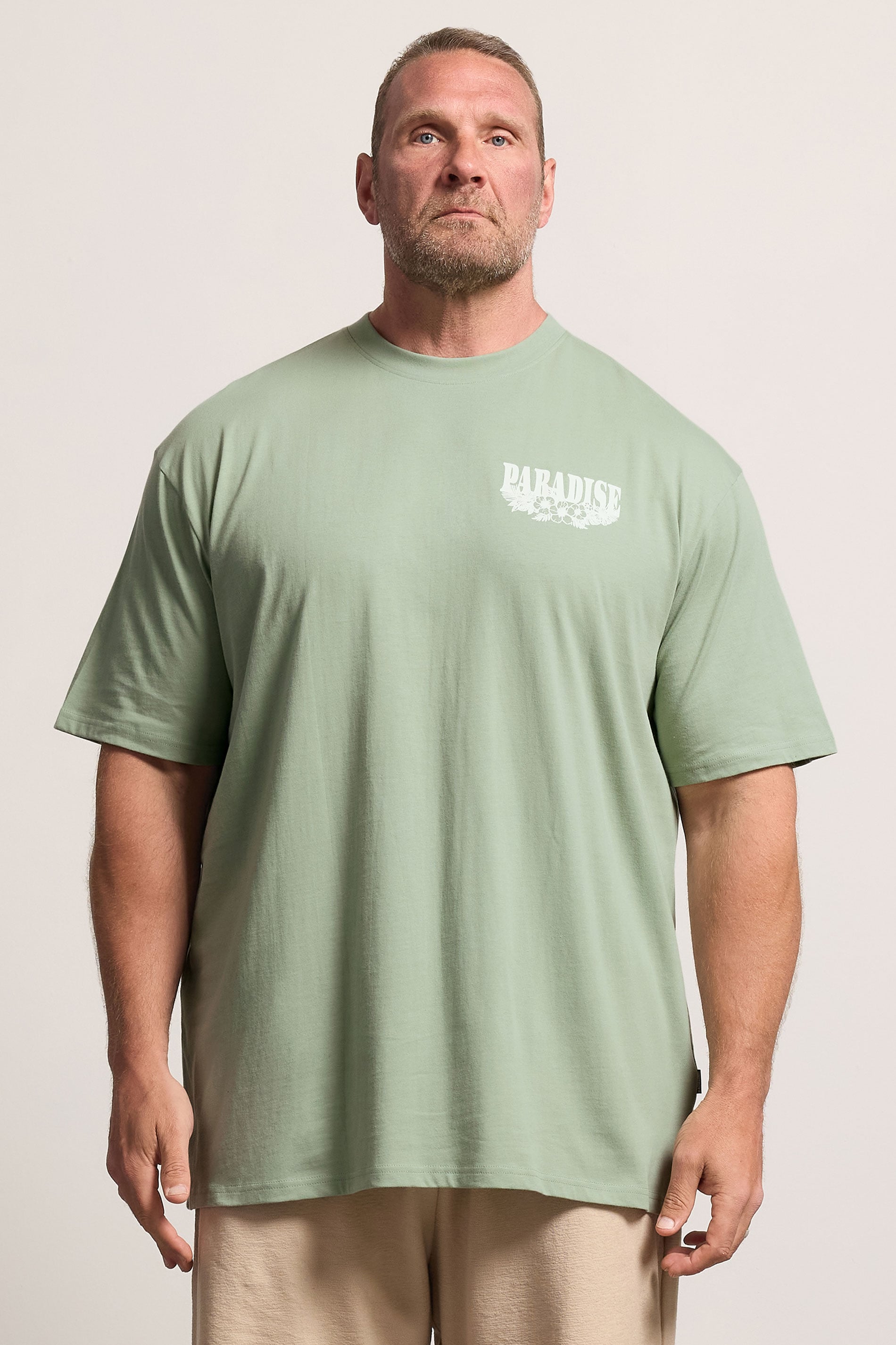 BadRhino Big & Tall Green Extra Long 'Paradise' Graphic T-Shirt 3