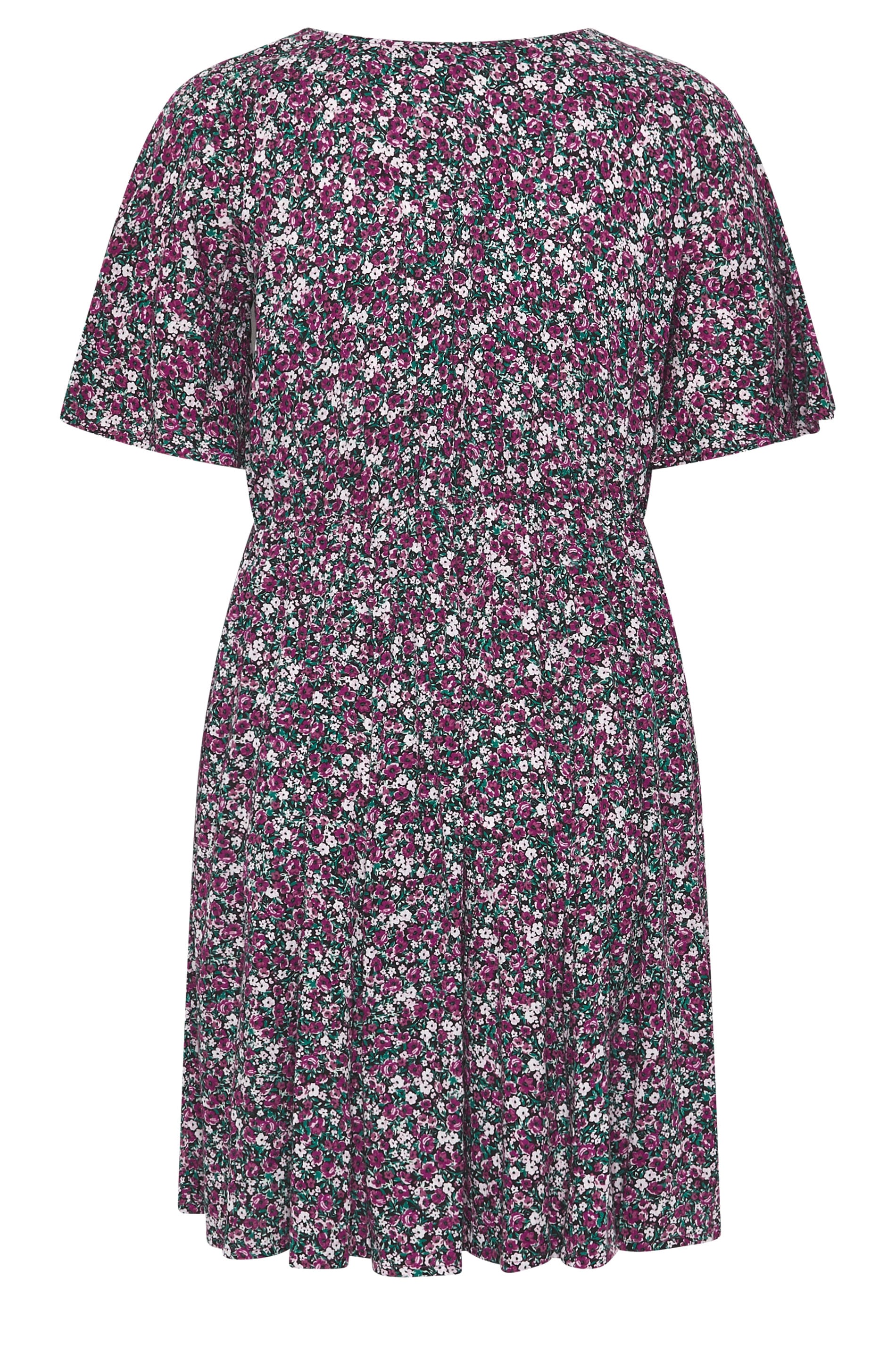 YOURS Plus Size Pink Ditsy Floral Smock Mini Dress | Yours Clothing 6