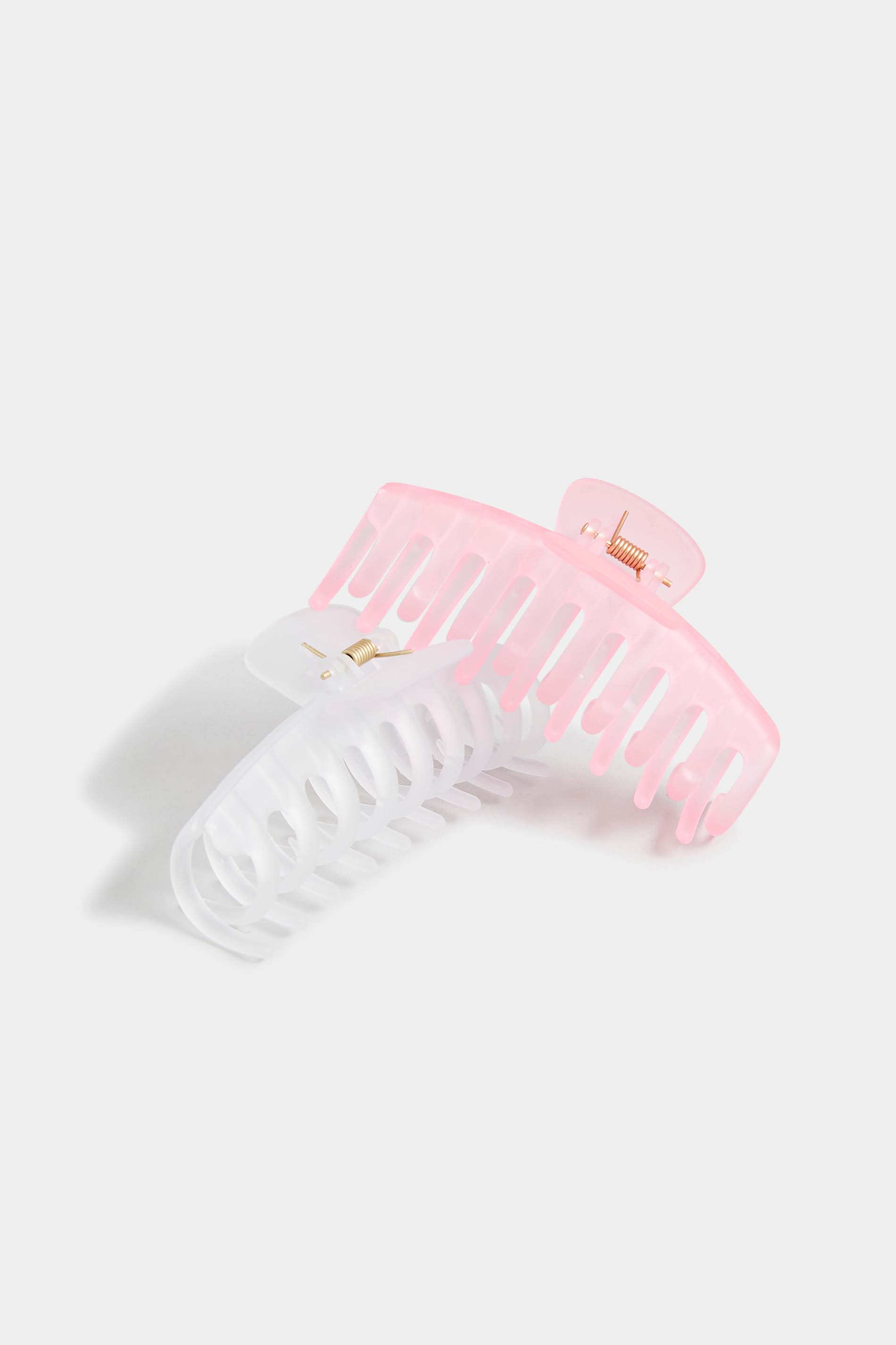 2 PACK Pink & White Claw Clips | Yours Clothing  2