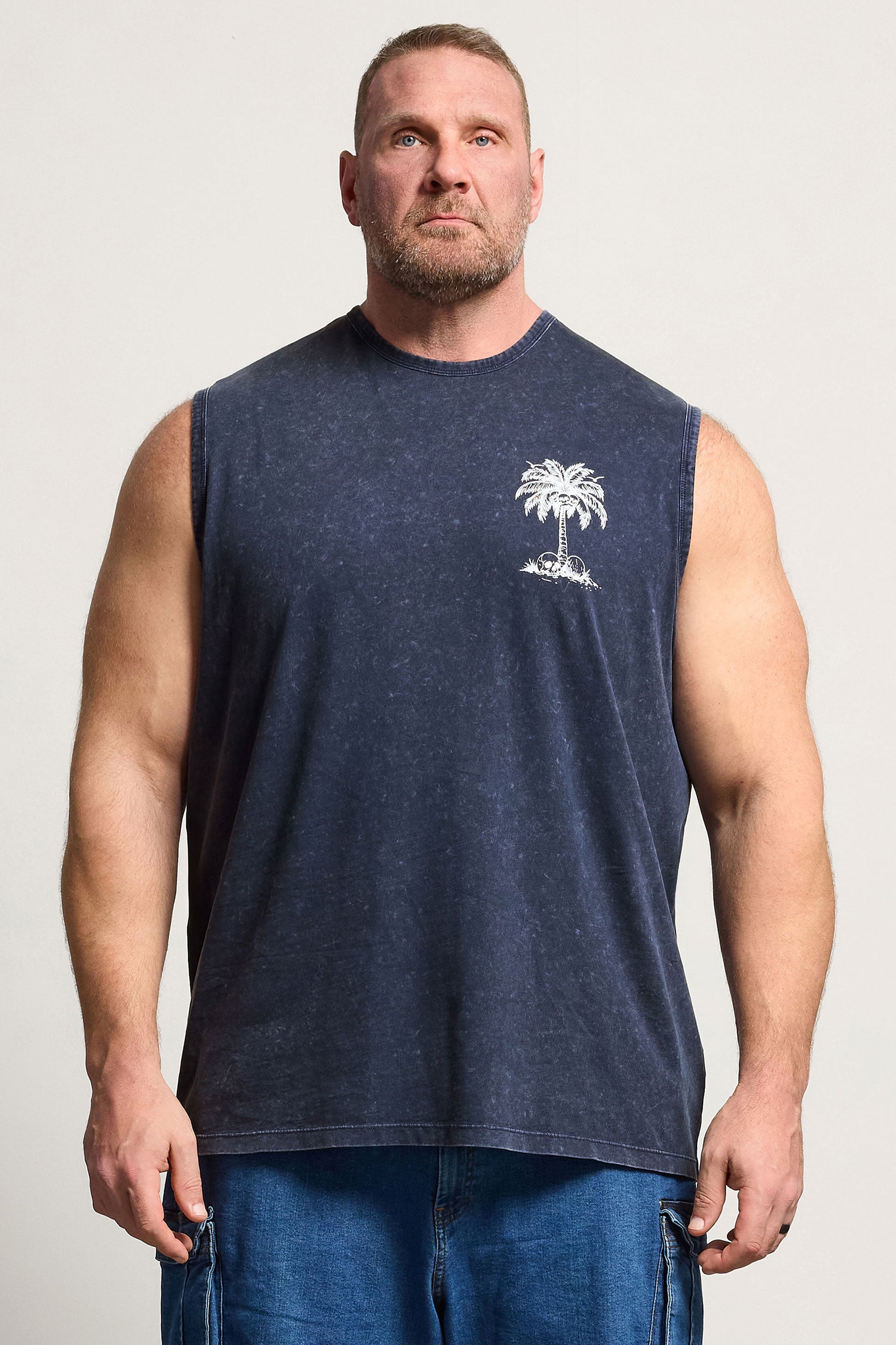 BadRhino Big & Tall Navy Blue Acid Wash Graphic Vest | BadRhino 1