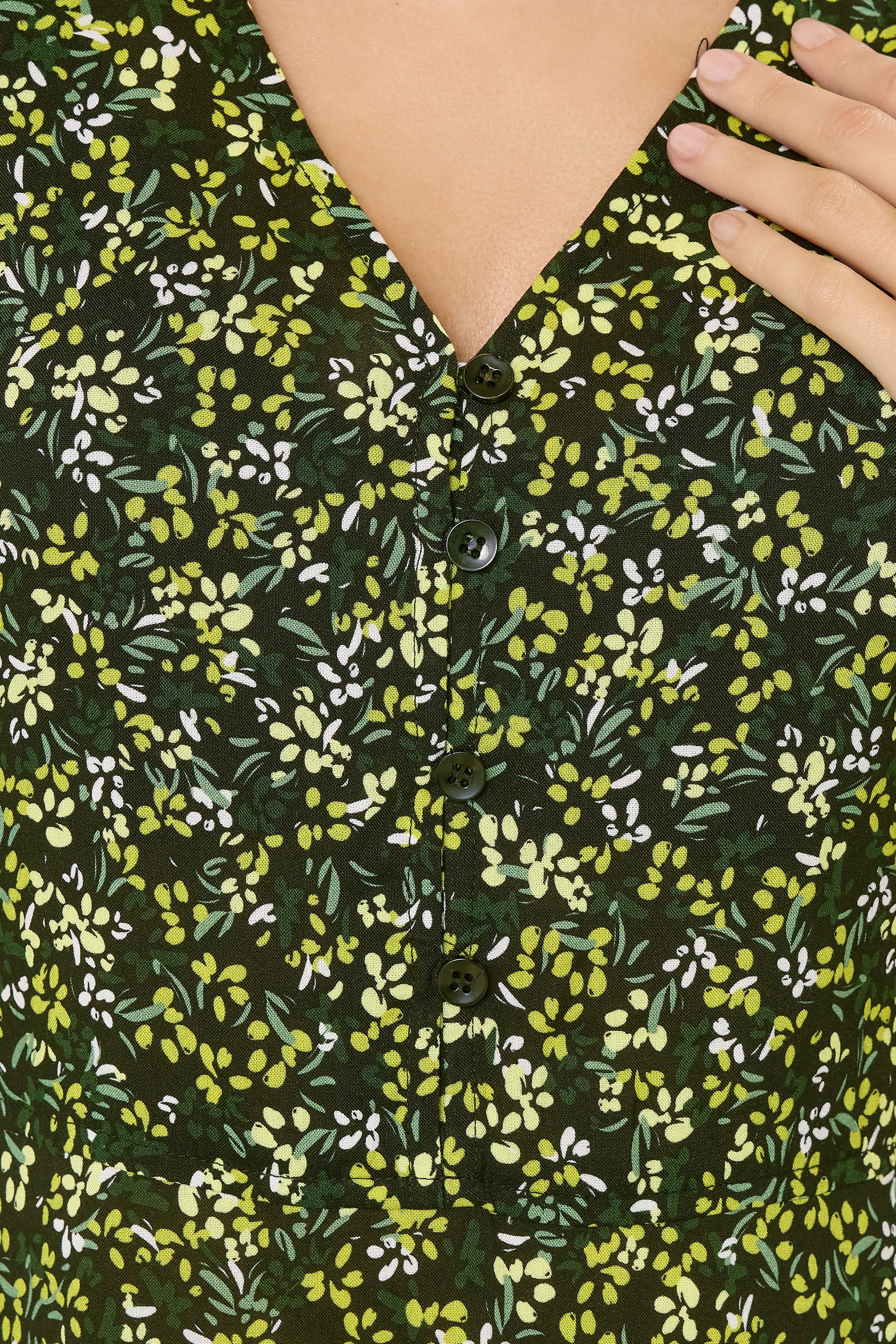 M&Co Green Ditsy Floral Puff Sleeve Midi Dress | M&Co 5