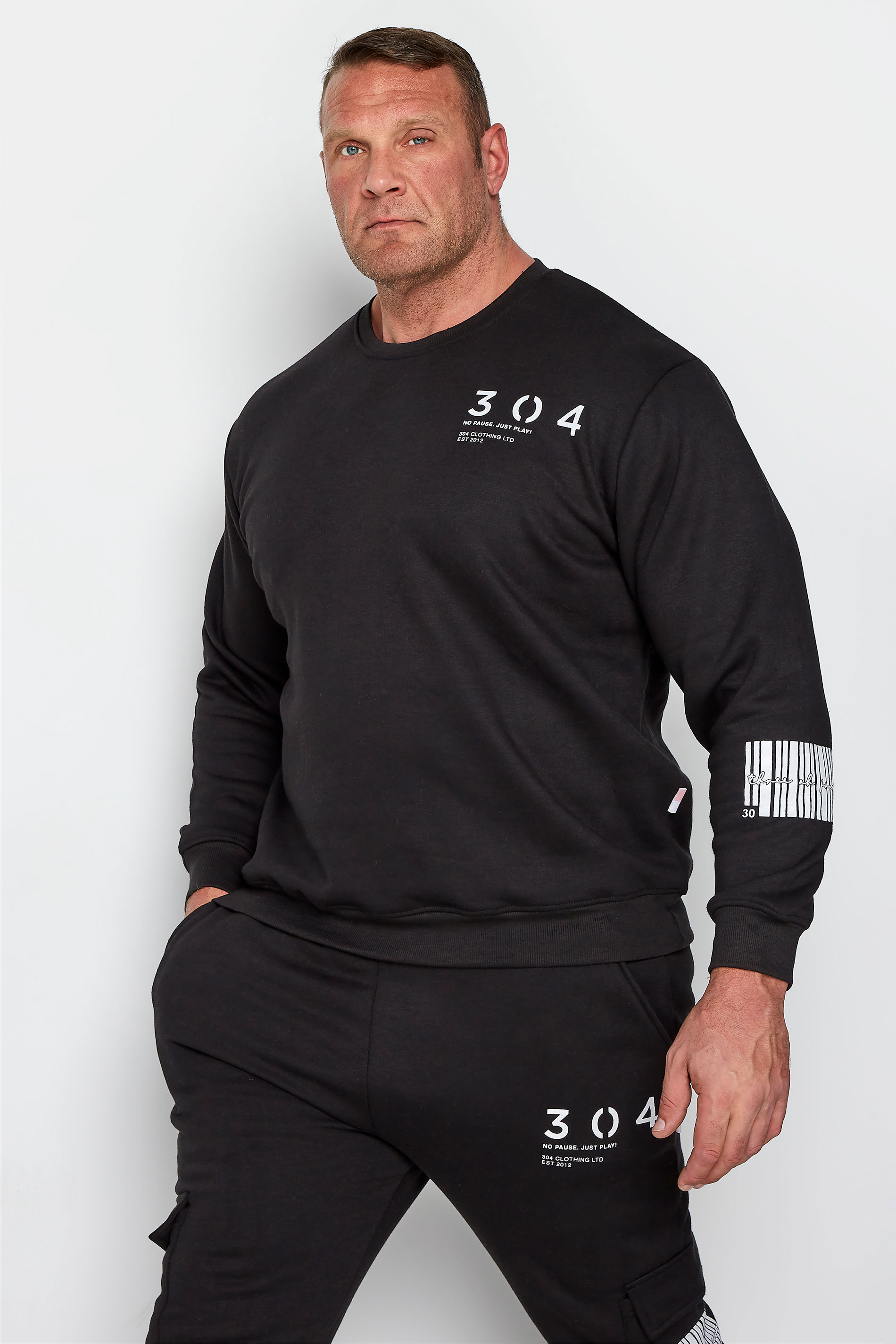 304 CLOTHING Big & Tall Black Barcode Sweatshirt 1