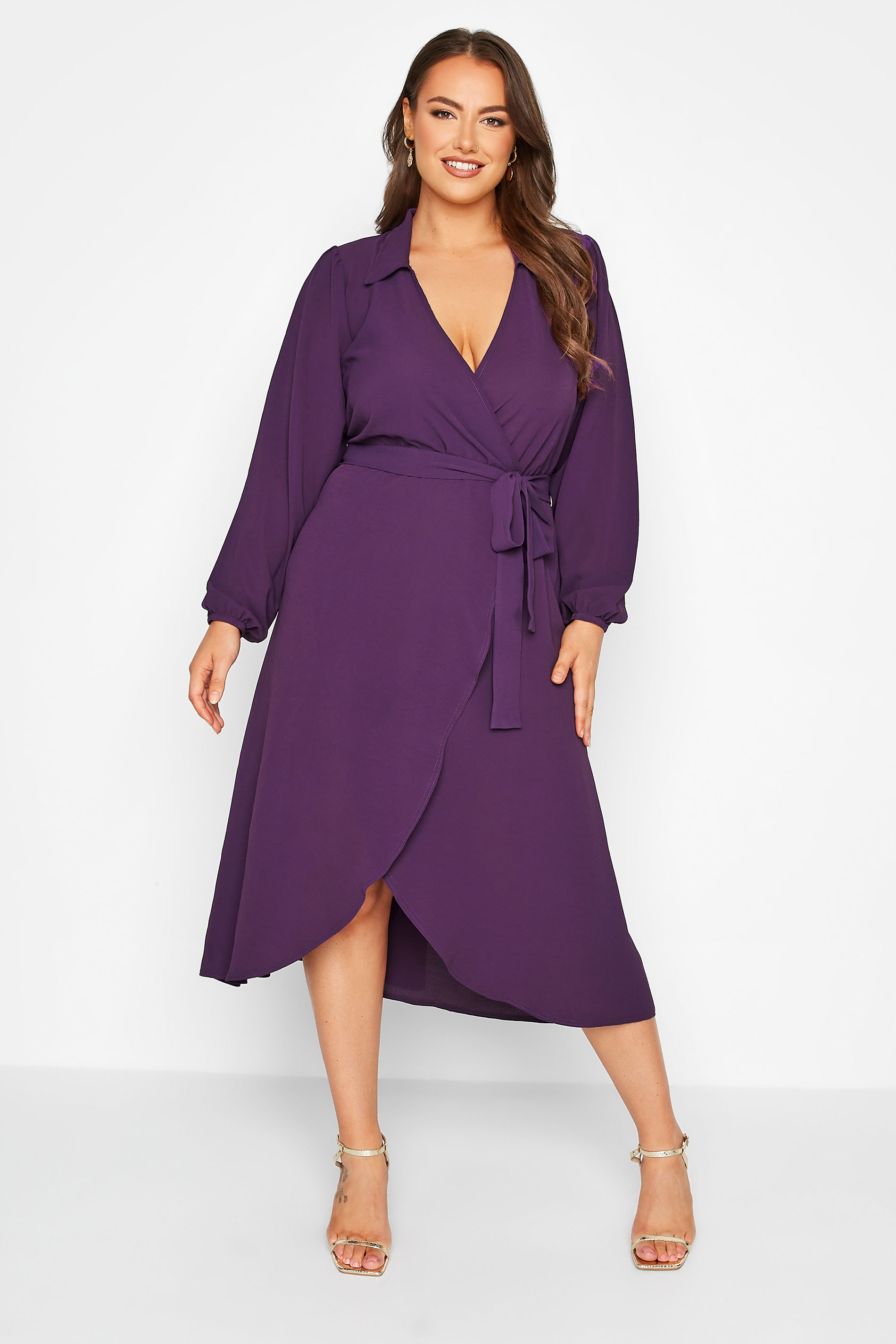 LIMITED COLLECTION Curve Purple Wrap Dress 1