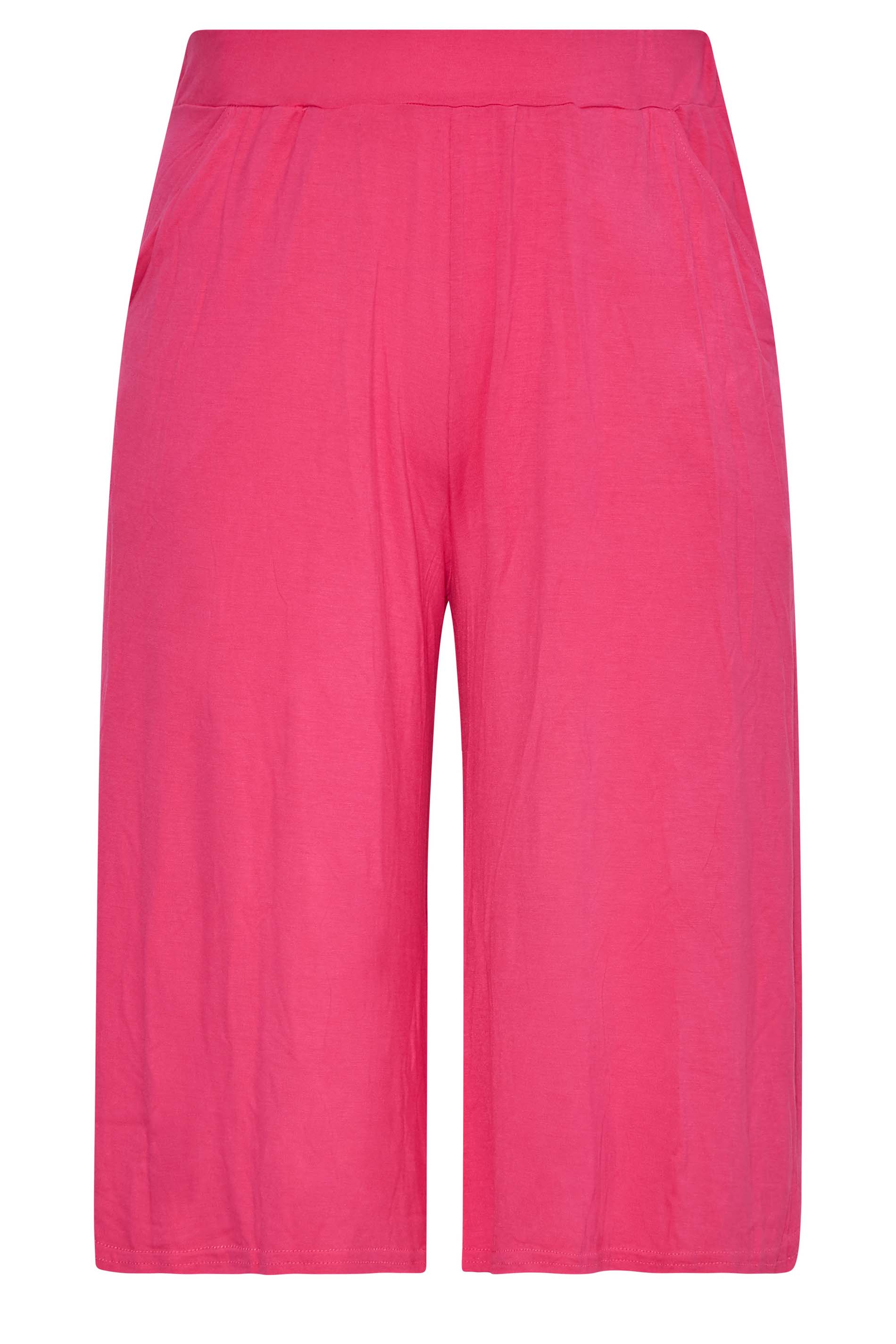 Grande taille  Pantalons Grande taille  Pantacourts | Jupe-Culotte en Jersey Rose Bonbon - UR38941