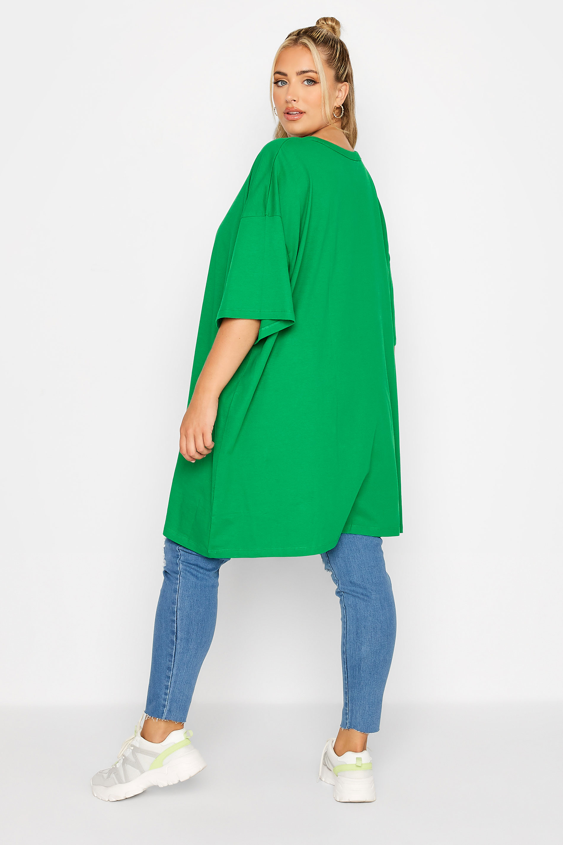 Plus Size Green Oversized Tunic T-Shirt Dress | Yours Clothing 3
