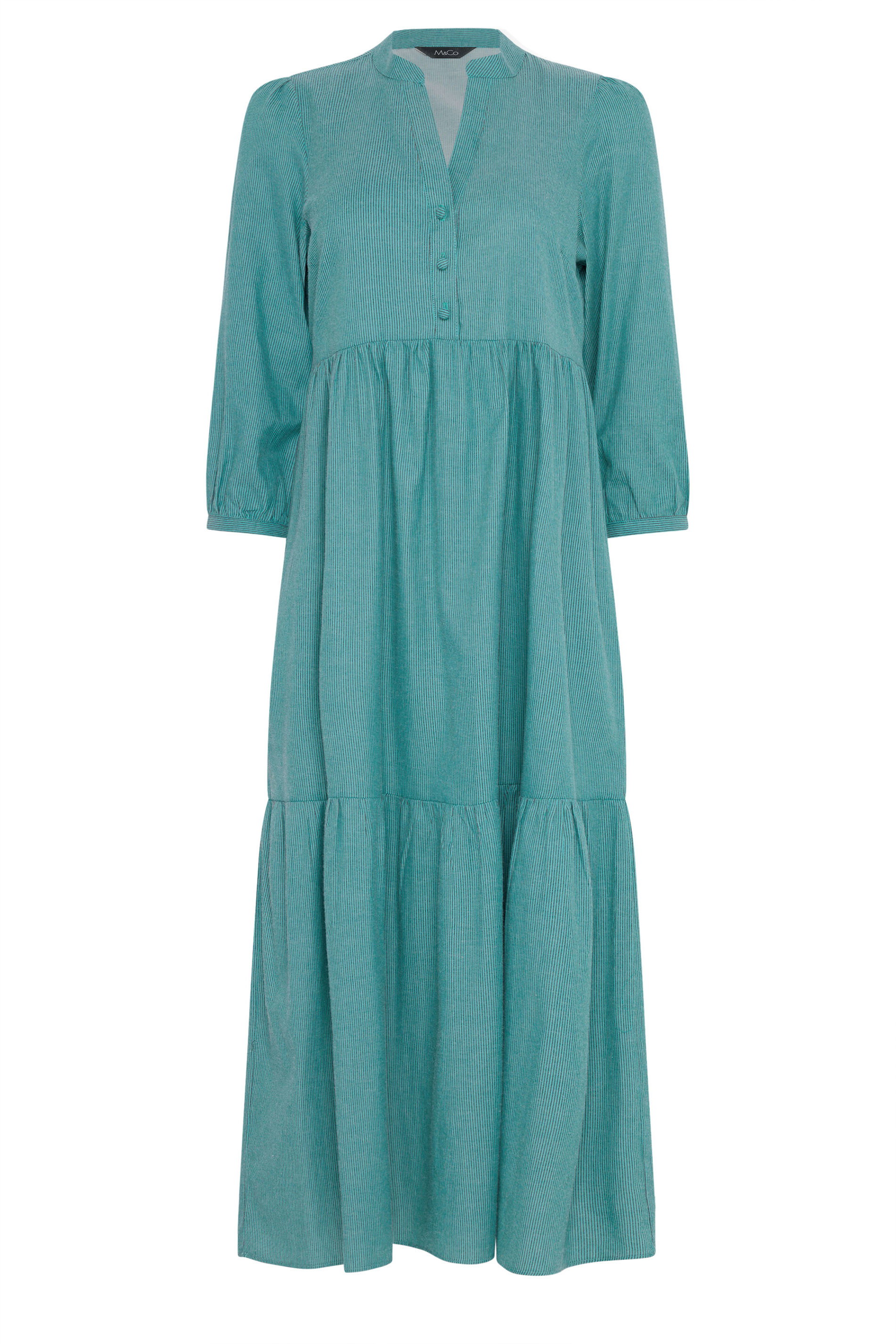 M&Co Green Fine Stripe Tiered Maxi Dress | M&Co 5