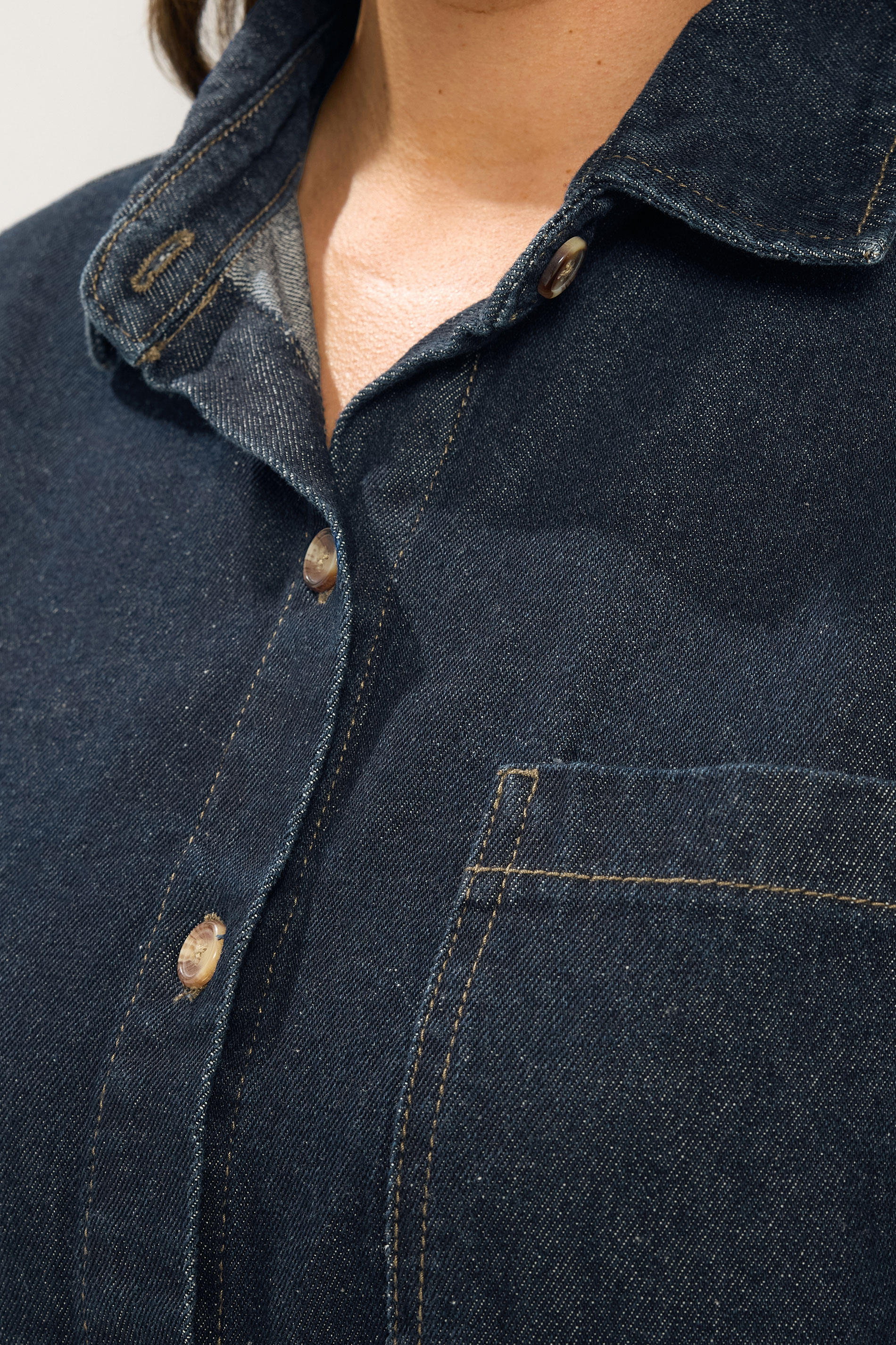 Yours Blauwe Denim Overhemdjurk, foto 5