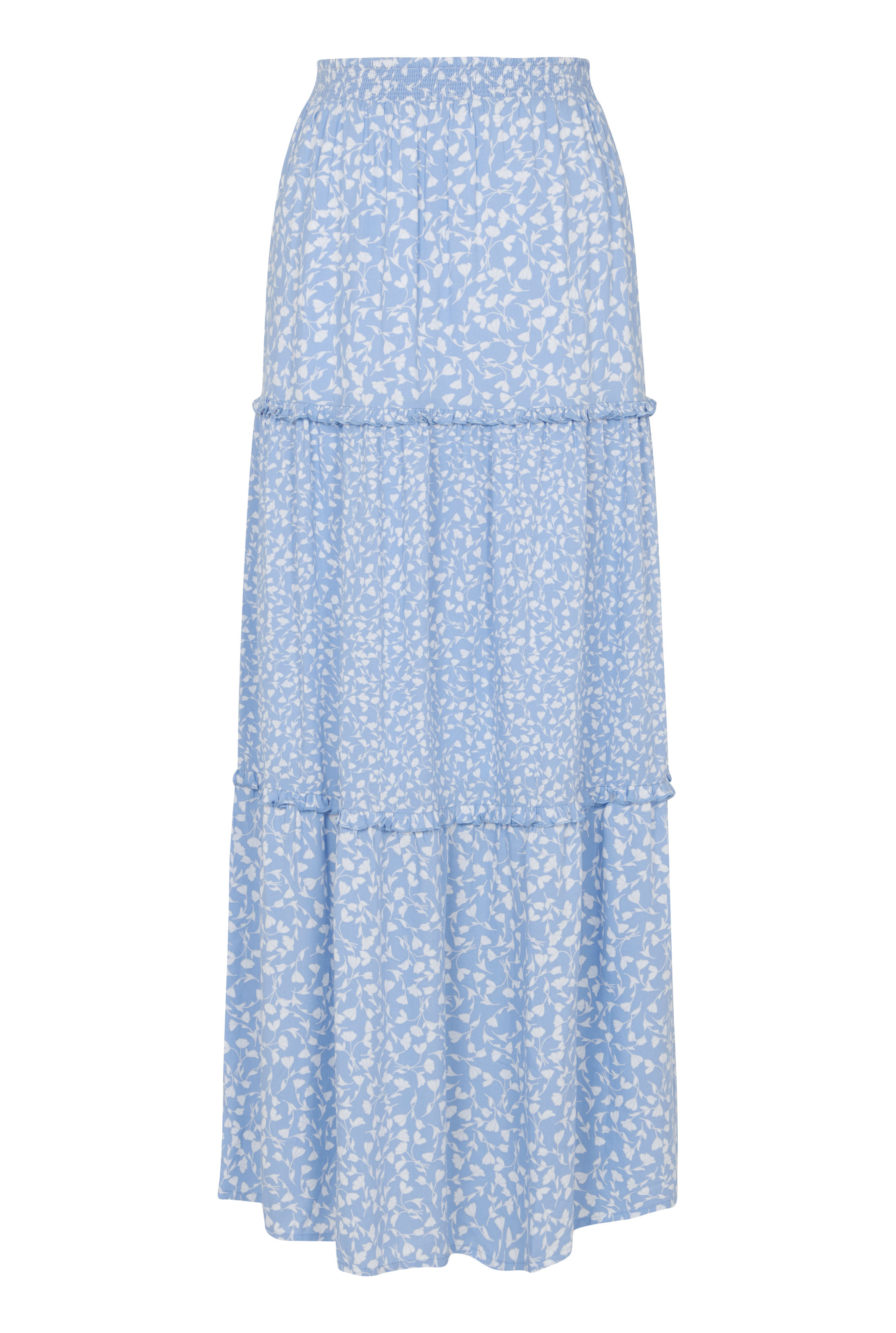 Light Blue Floral Print Tiered Woven Maxi Skirt Long Tall Sally