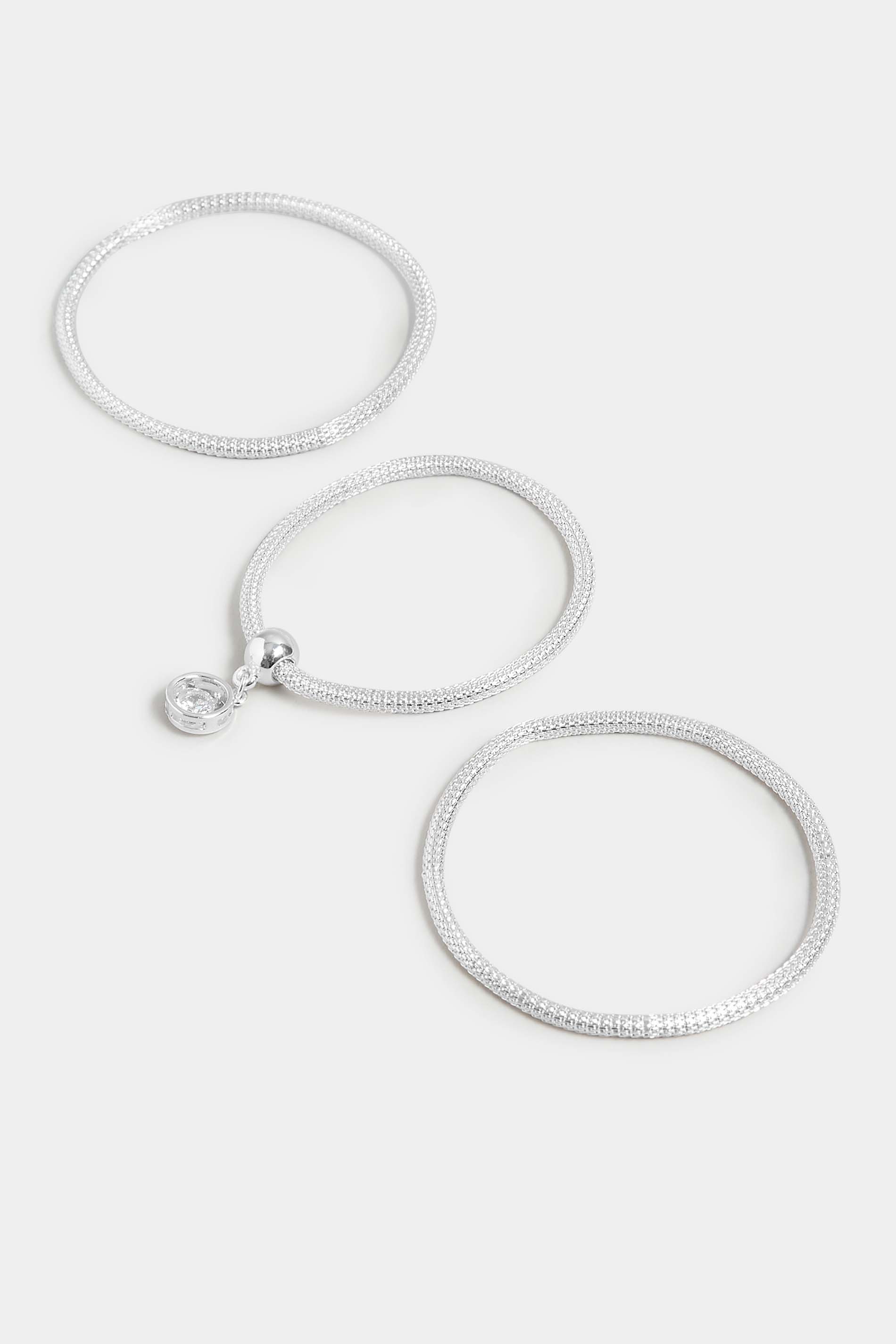 3 PACK Silver Rope Charm Bracelet Set | Yours Clothing  2