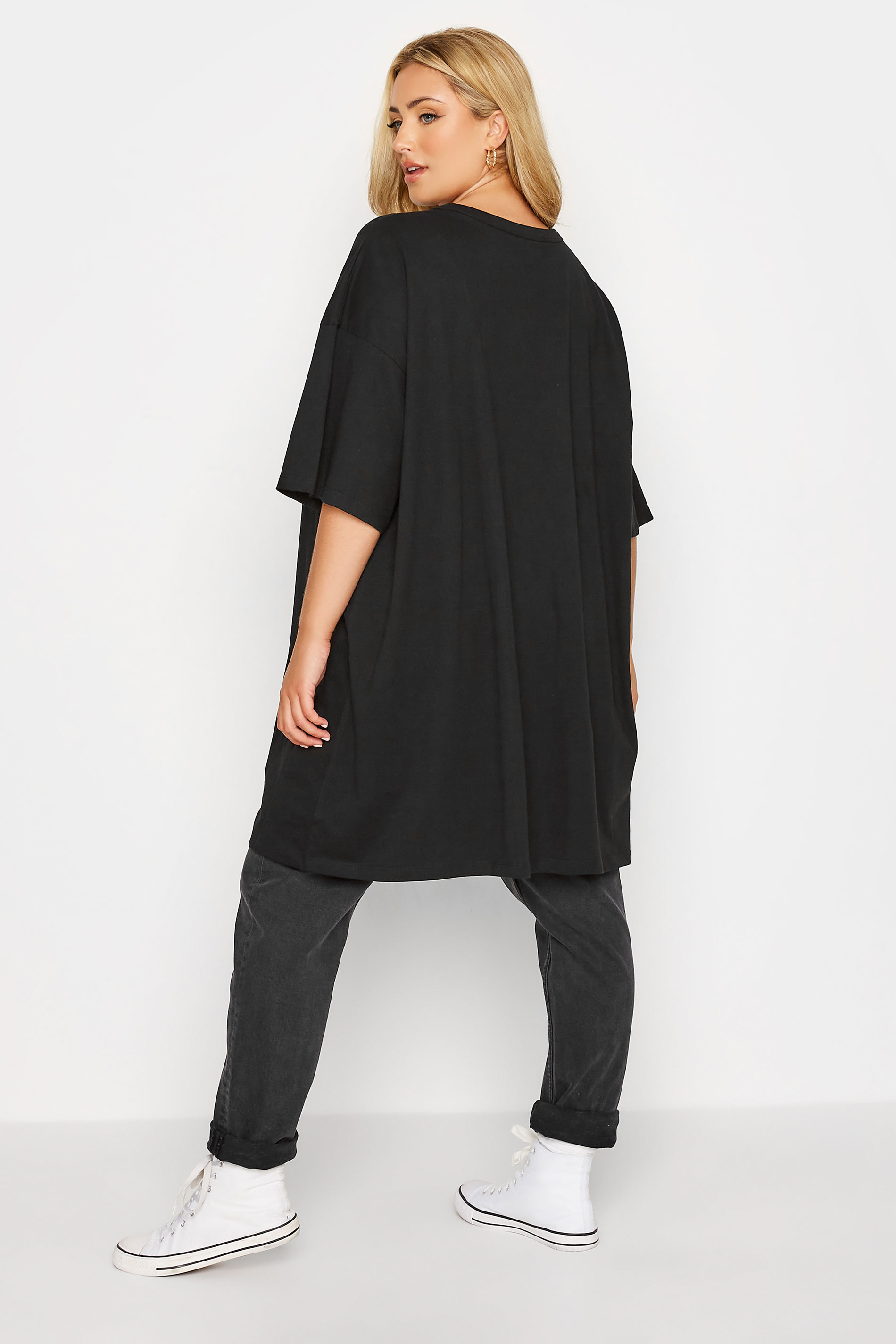 Plus Size Black Oversized Tunic T-Shirt Dress | Yours Clothing 3