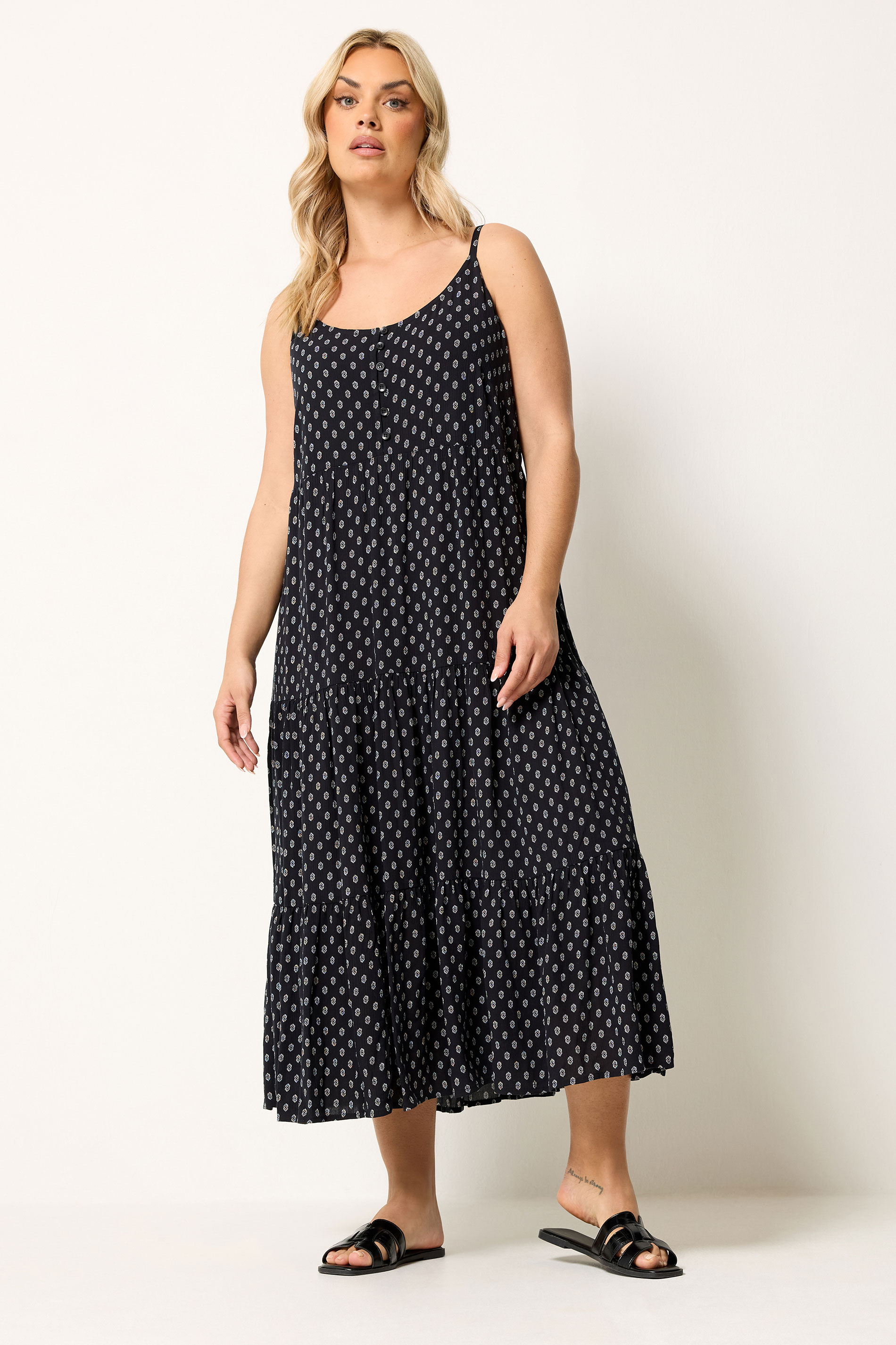 YOURS Plus Size Black Tiered Maxi Dress | Yours Clothing 1