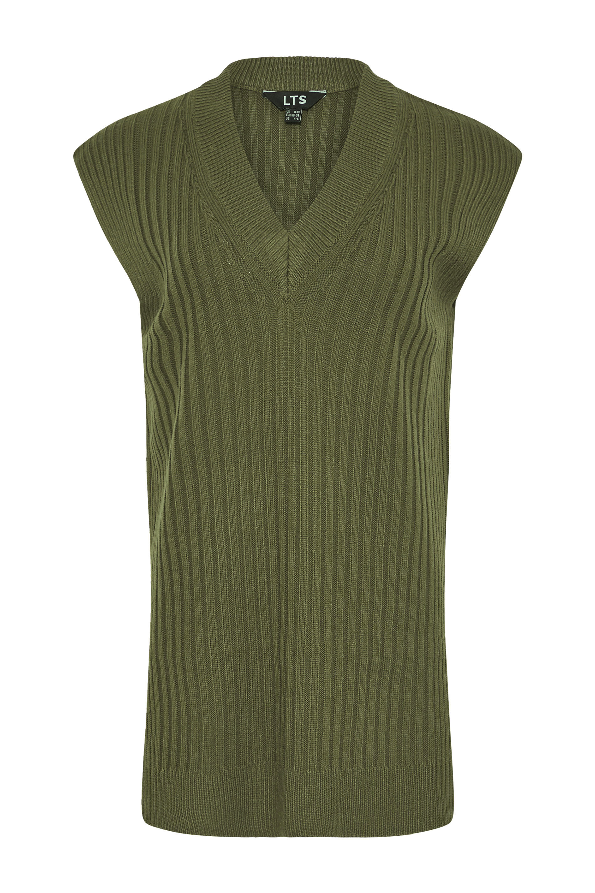 LTS Tall Women's Khaki Green Knitted Ribbed Vest Top   Long Tall Sally