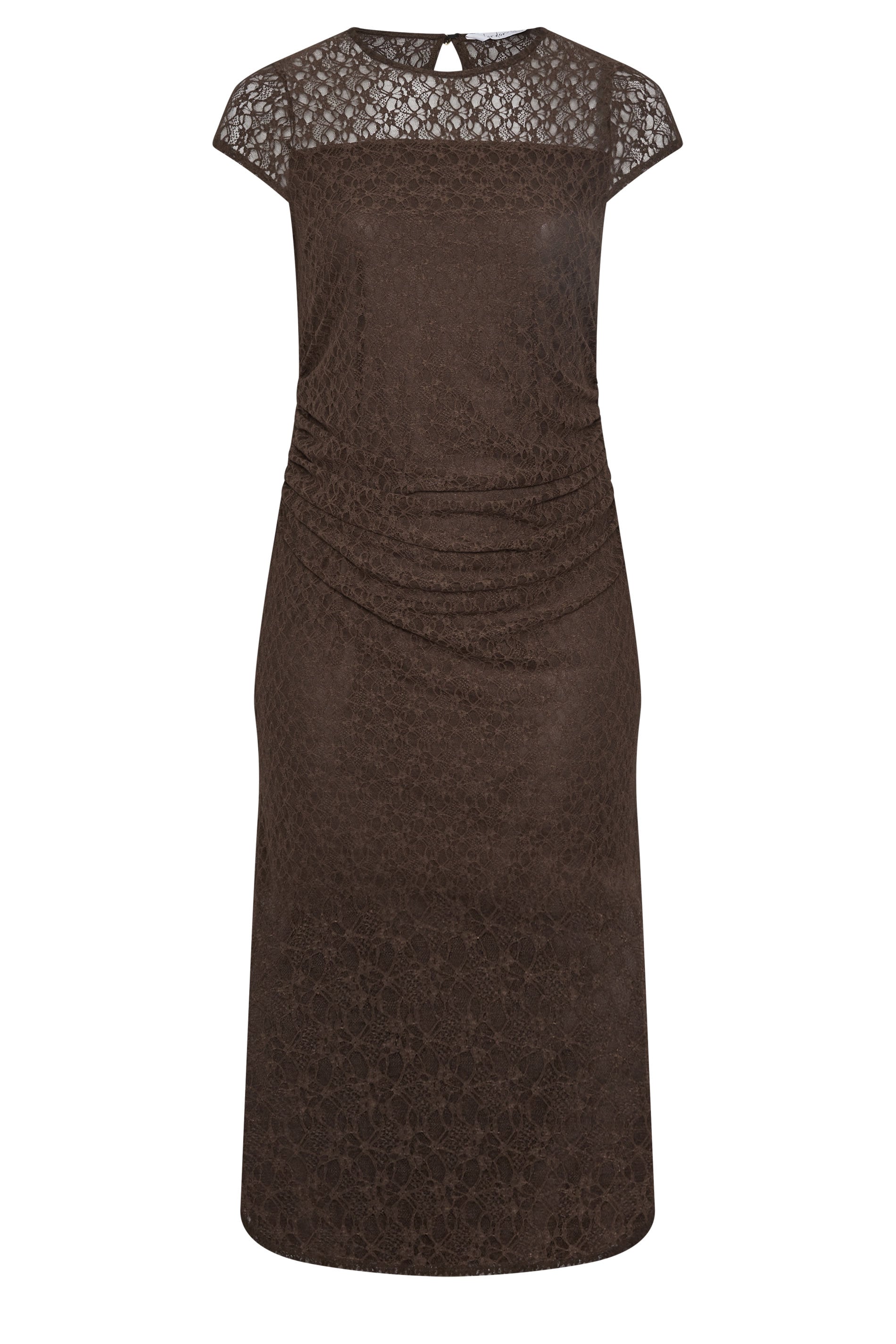 YOURS LONDON Plus Size Chocolate Brown Lace Maxi Dress | Yours Clothing 1