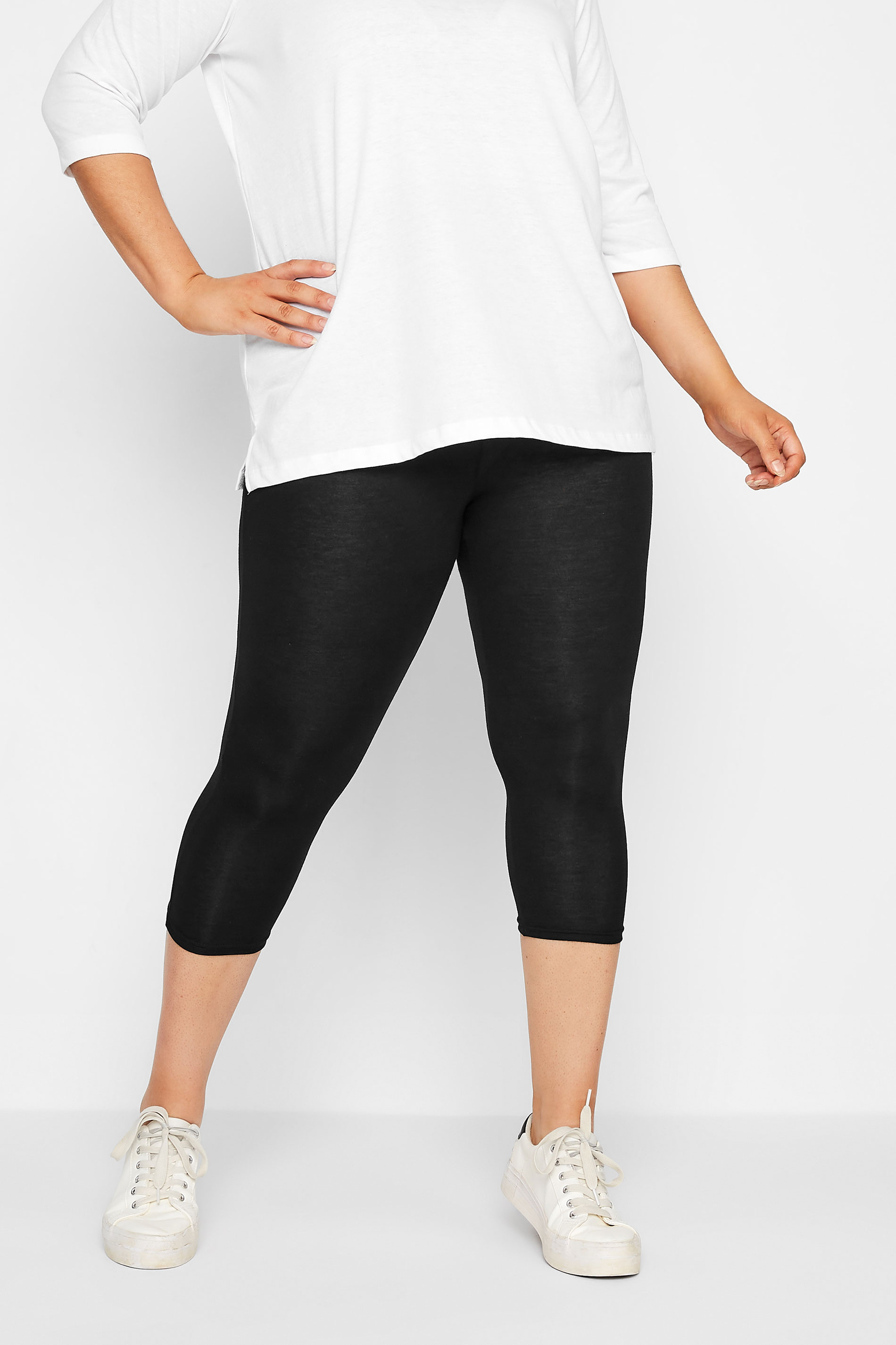 Plus Size Black Cropped Leggings | Yours Clothing 1