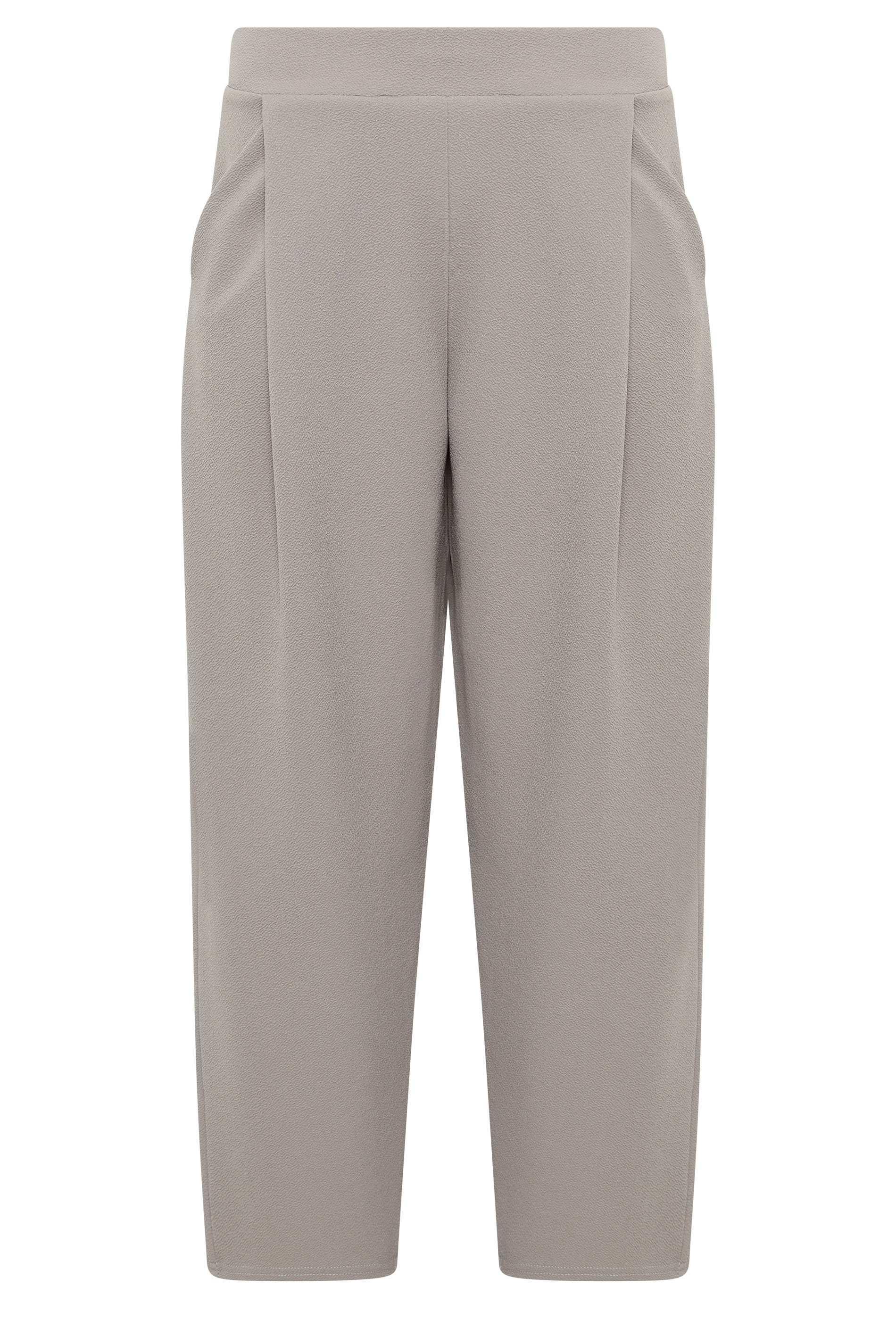 PixieGirl Petite Women's Grey Crinkle Barrel Leg Trousers | PixieGirl 5