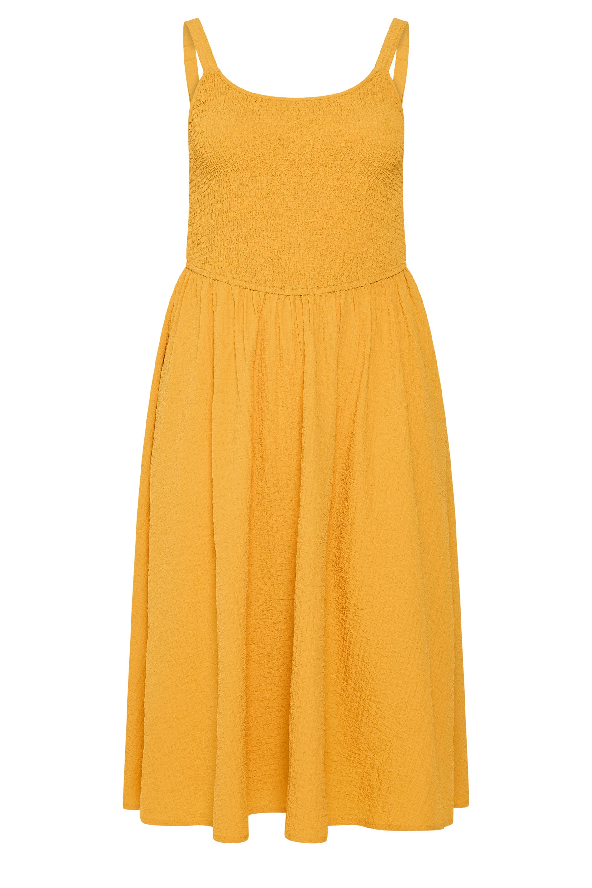 YOURS Plus Size Golden Yellow Shirred Sundress | Yours Clothing 5