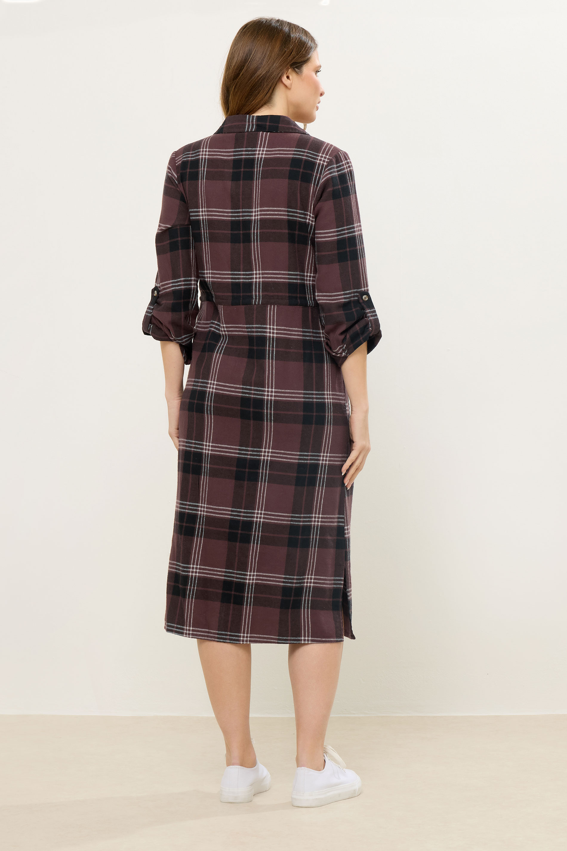 M&Co Brown Check Cotton Shirt Dress | M&Co 2