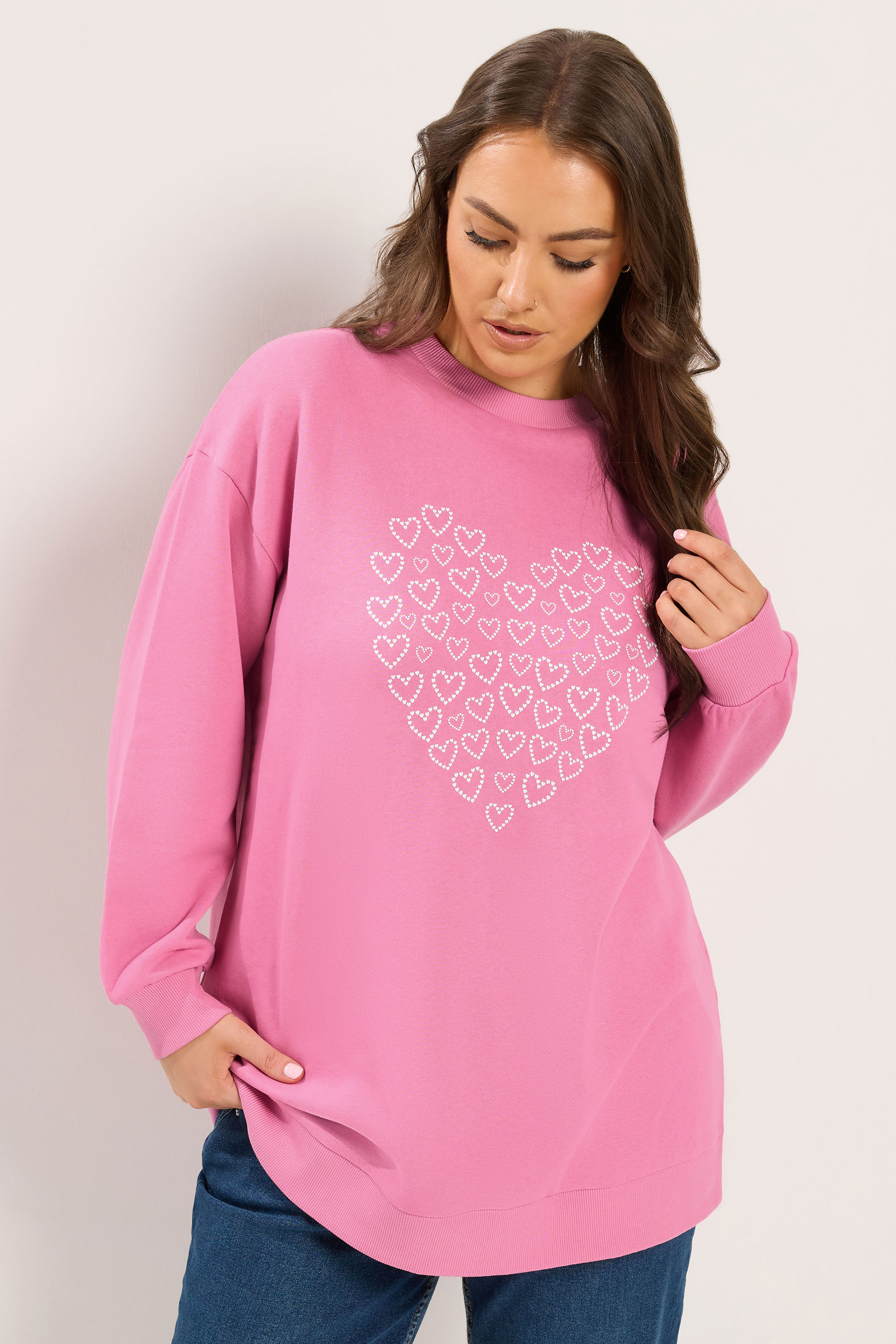 Yours Curve Plus Size Womens Heart Sweatshirt