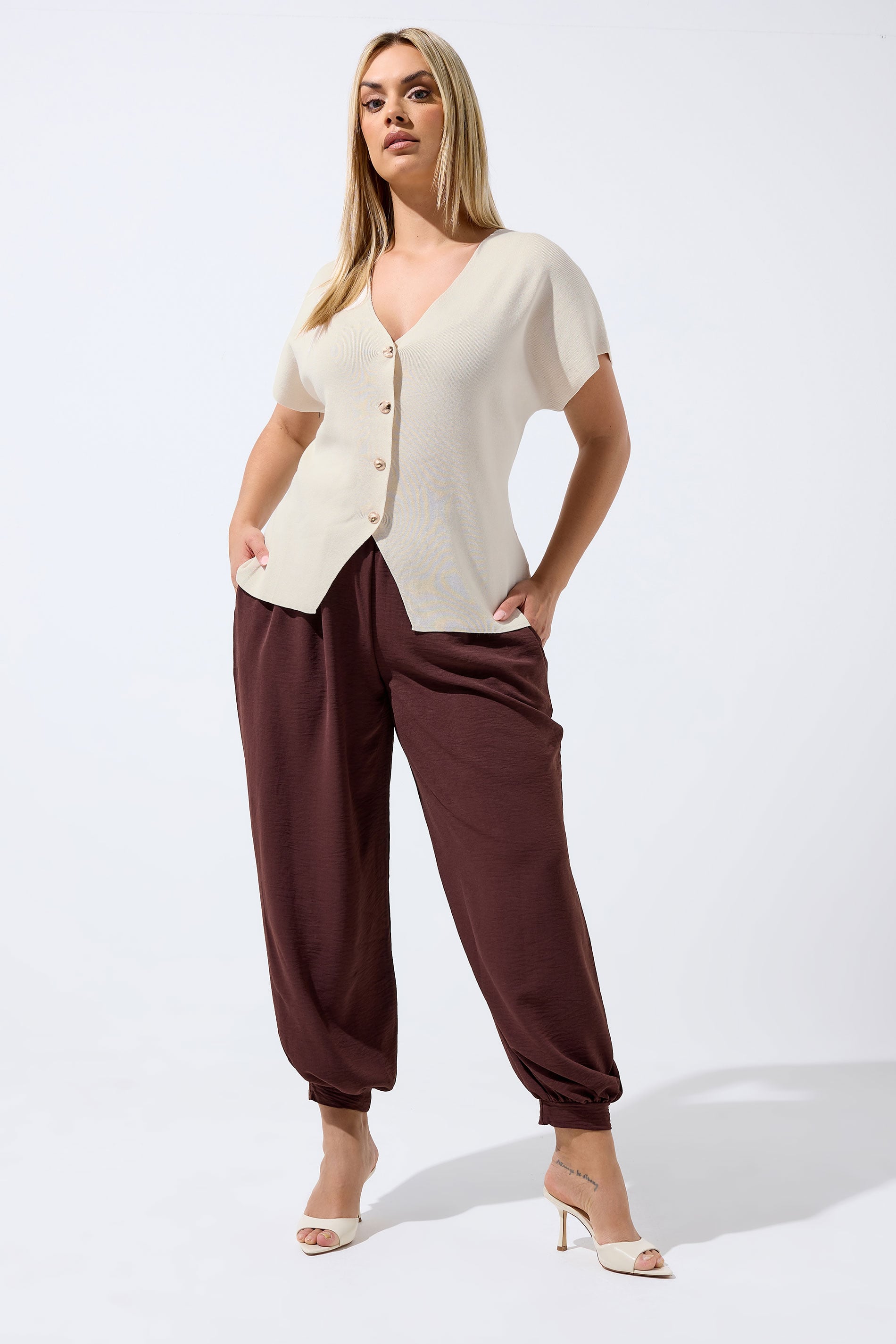 LIMITED COLLECTION Plus Size Natural Brown Compact Knitted Top | Yours Clothing 1