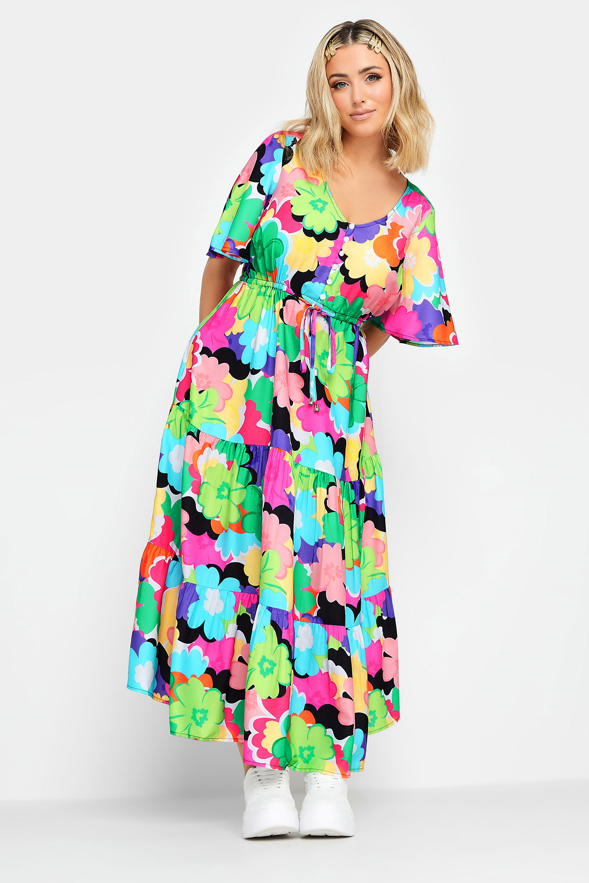 LIMITED COLLECTION Plus Size Curve Black Floral Smock Maxi Dress | Yours Clothing  1