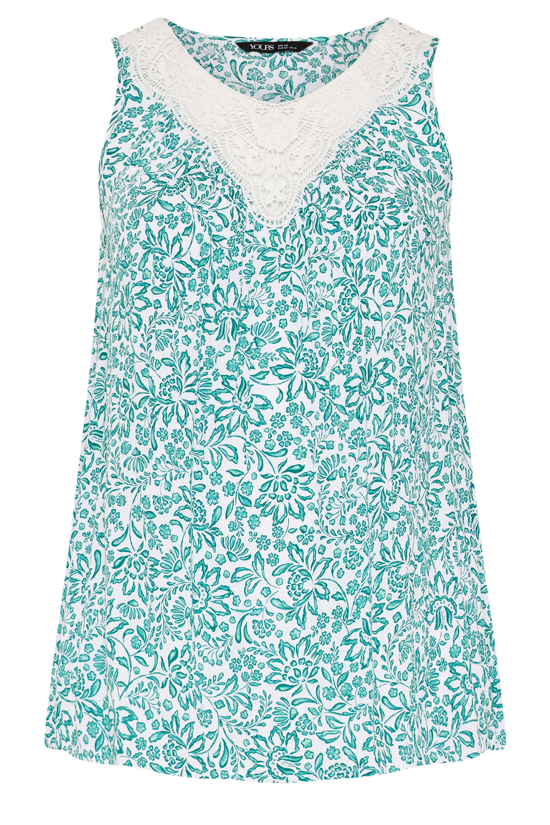 YOURS Plus Size Green Paisley Vest Top | Yours Clothing 5