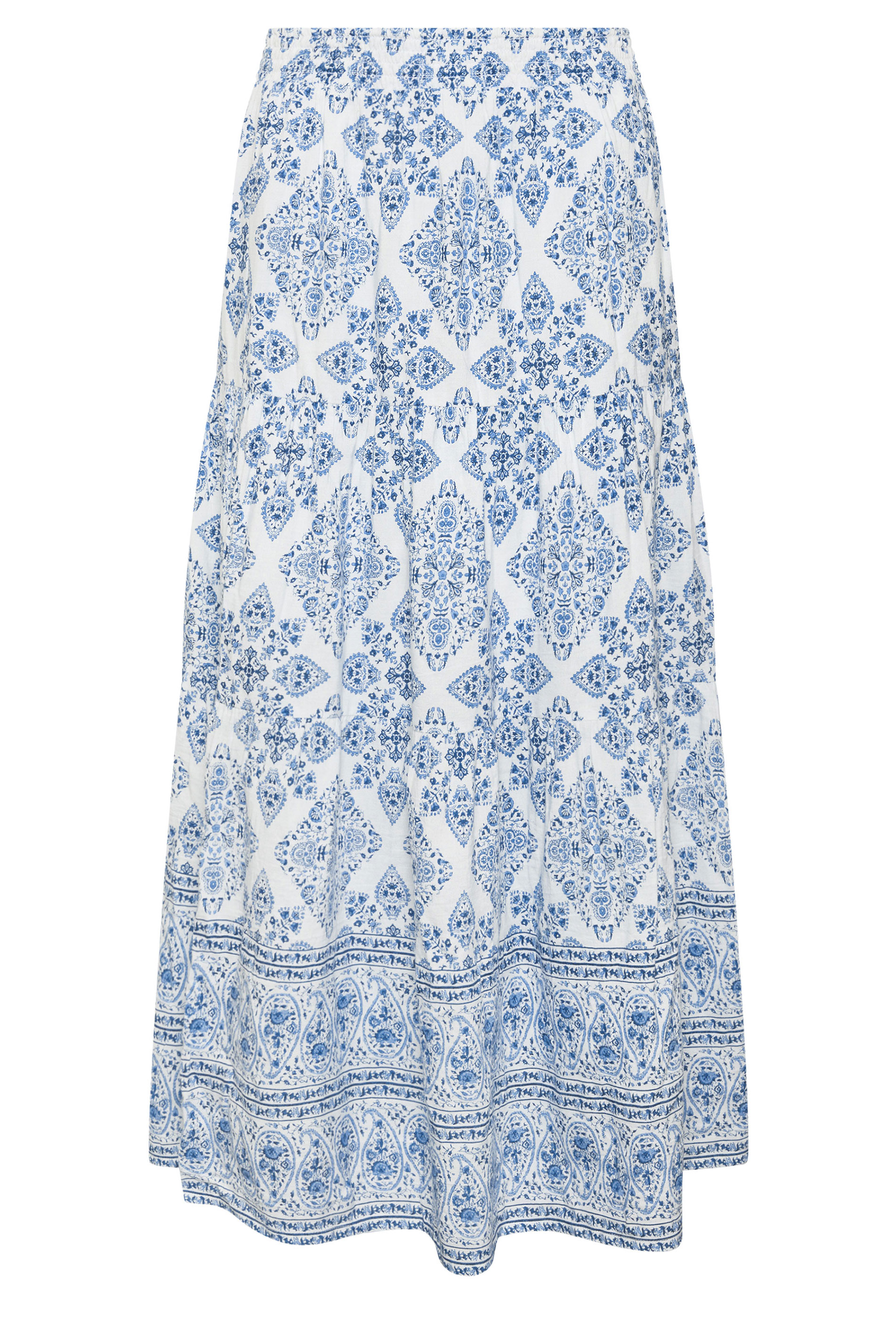 M&Co Blue Tile Print Tiered Maxi Skirt | M&Co 5