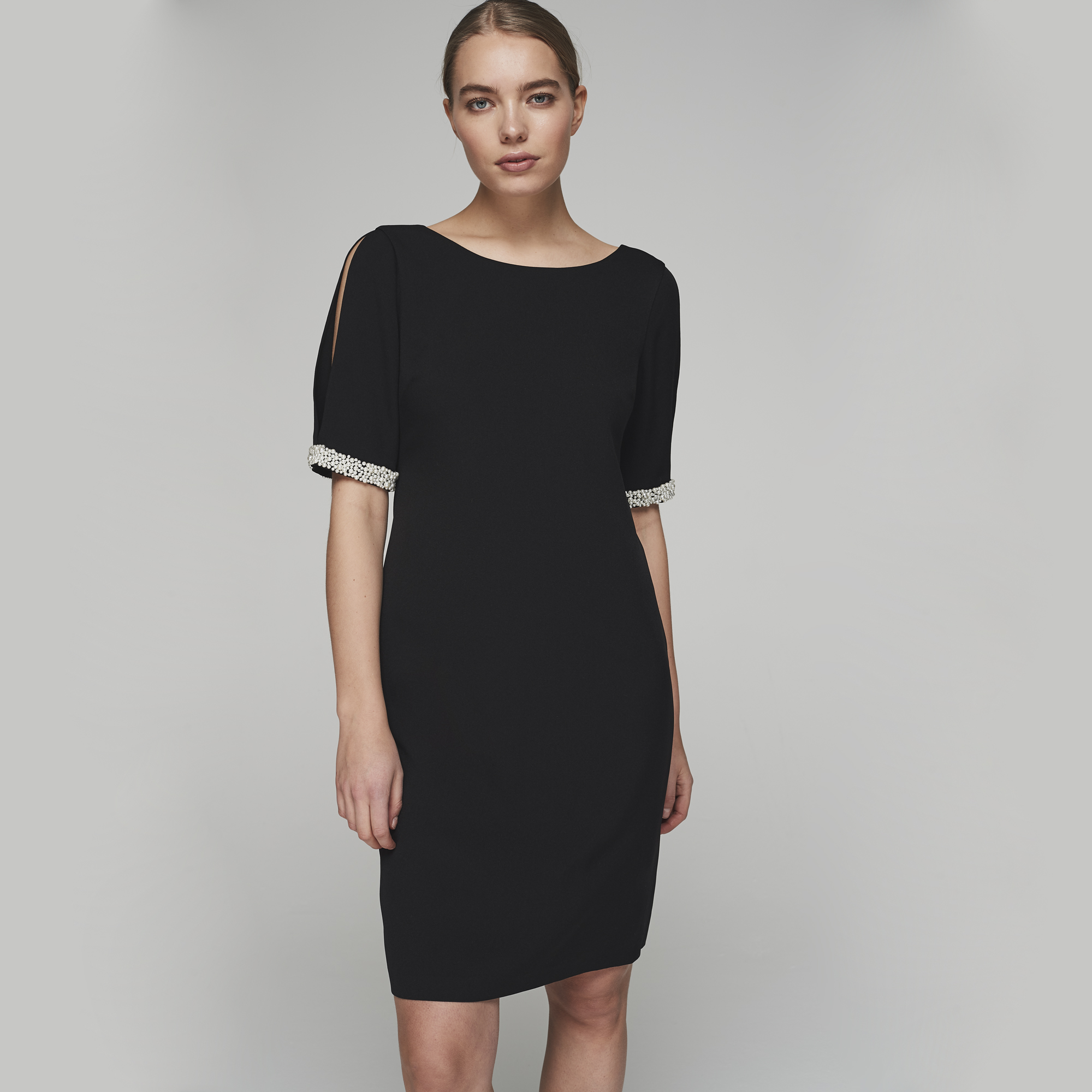 Karl Lagerfeld Paris Split Sleeve Pearl Trim Dress | Long Tall Sally