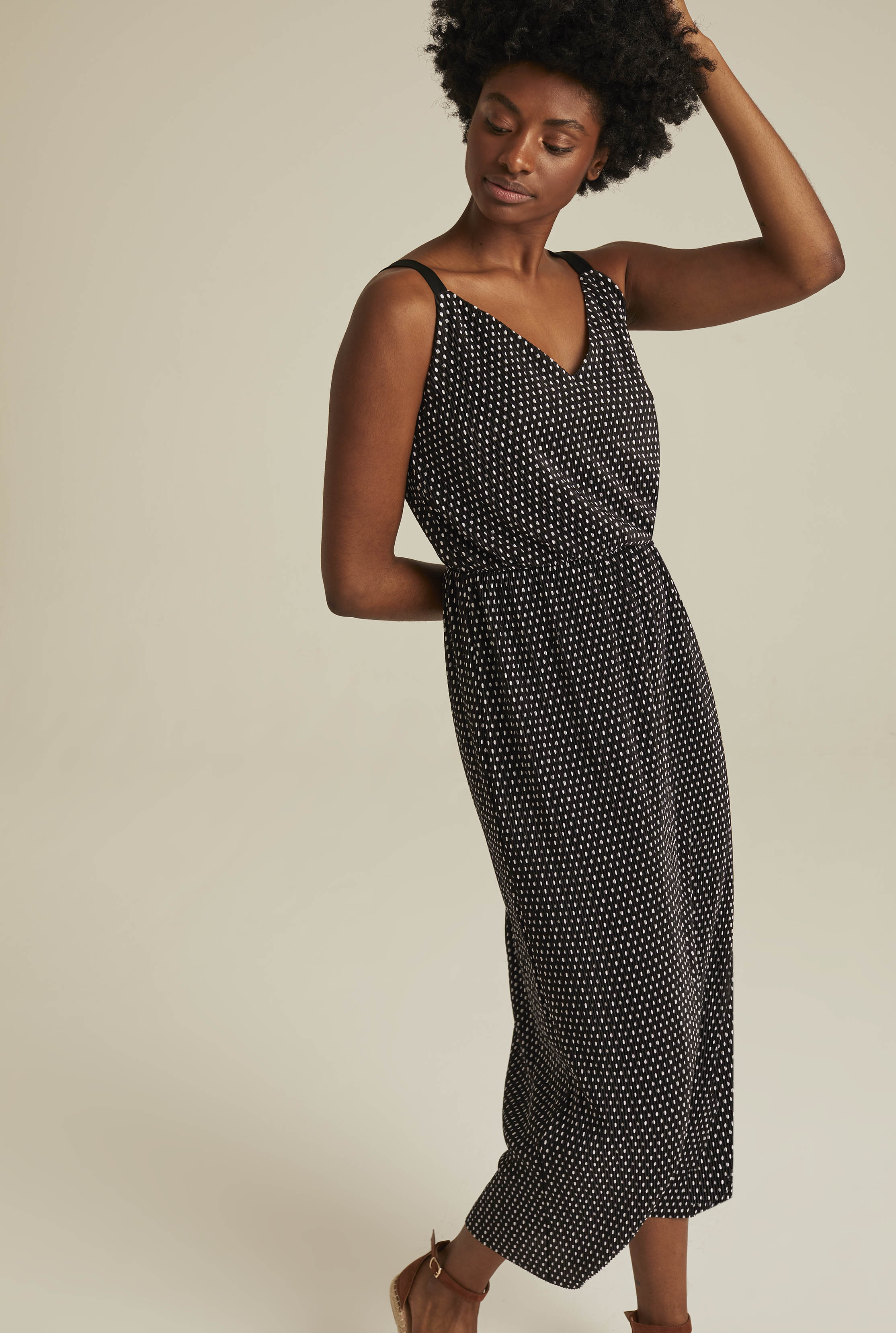 Spot Print Plisse Midi Dress | Long Tall Sally