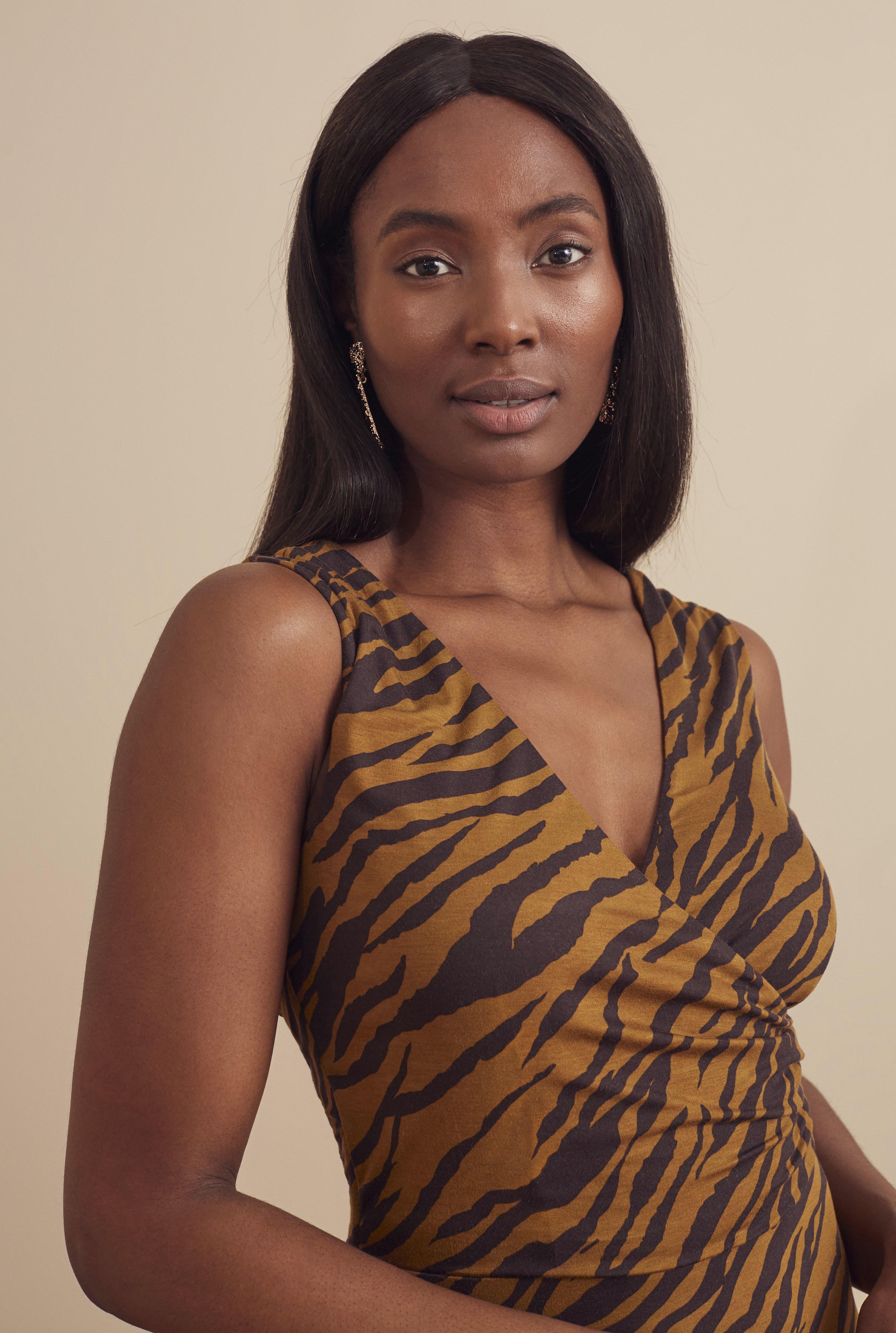Brown Tiger Print Wrap Maxi Dress | Long Tall Sally