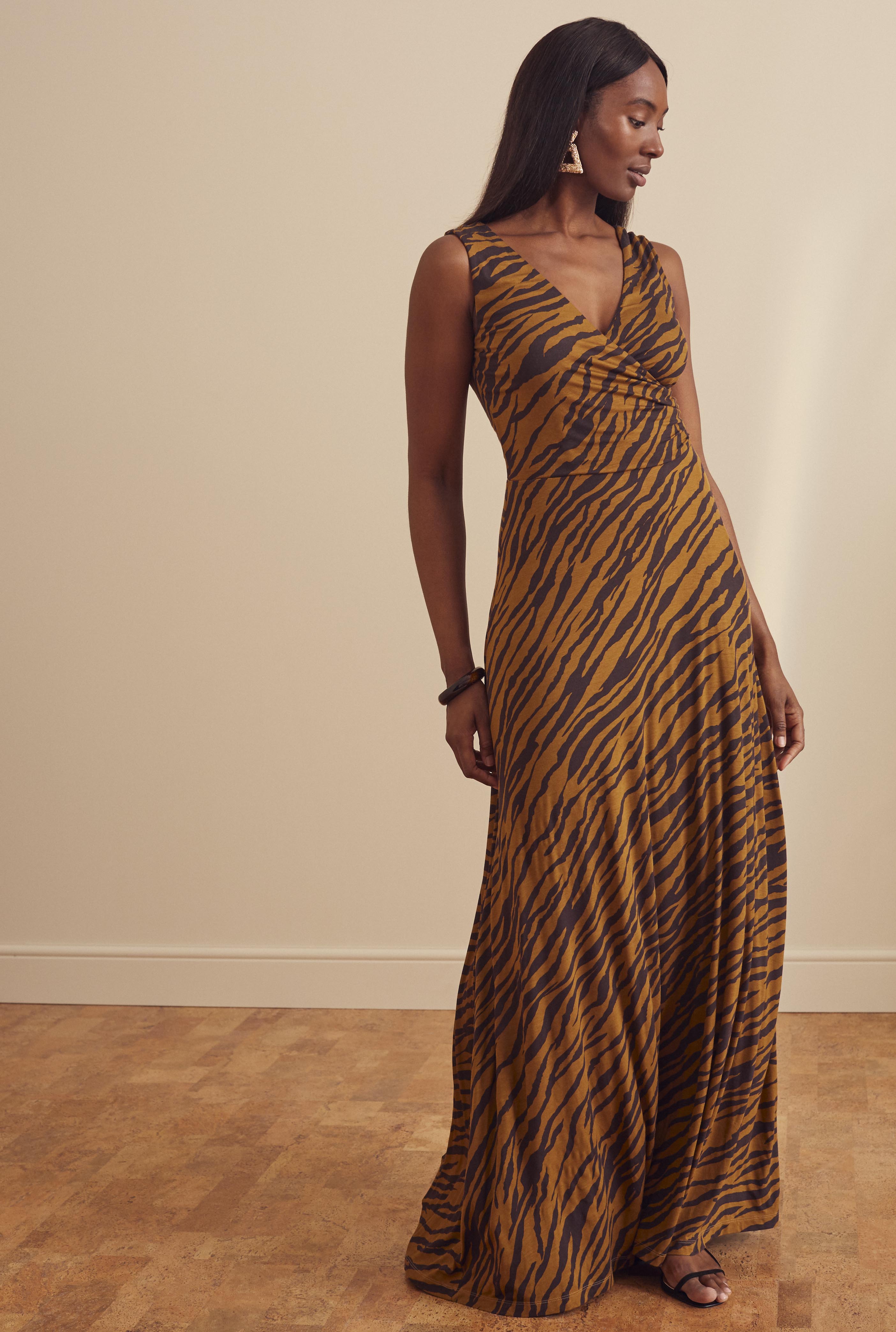 Brown Tiger Print Wrap Maxi Dress Long Tall Sally