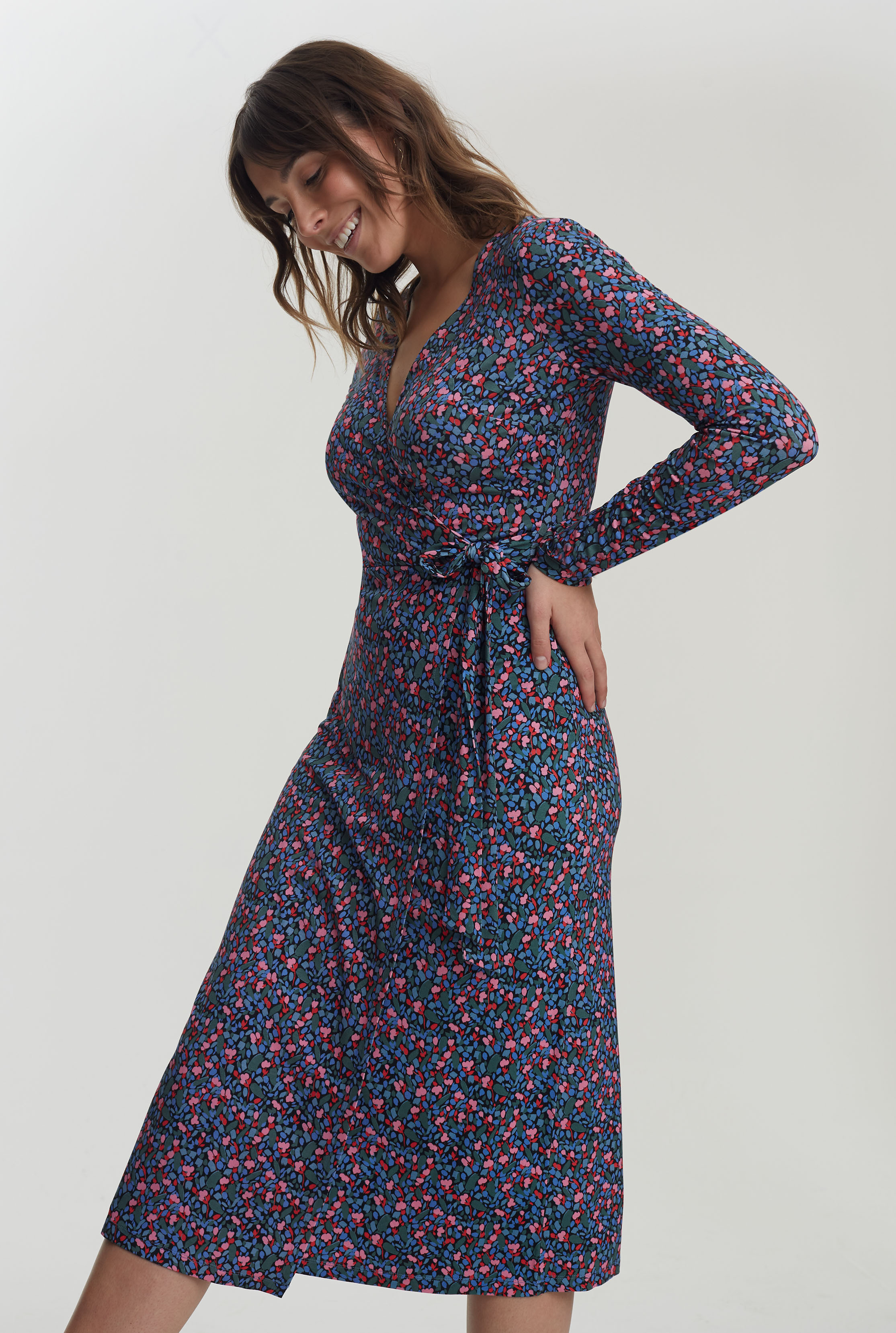 Blue Floral Print Wrap Dress | Long Tall Sally