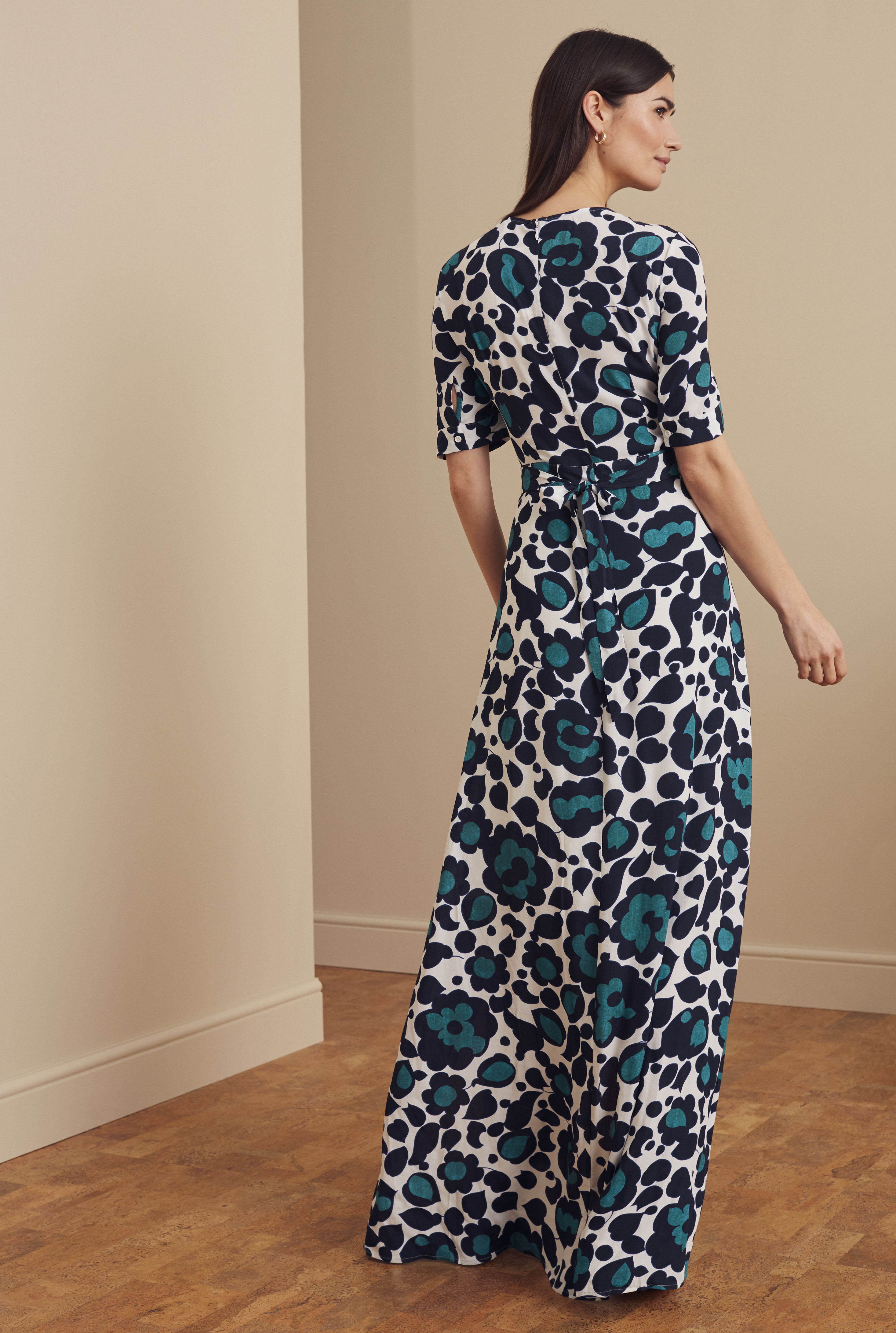 Navy Abstract Floral Wrap Maxi Dress | Long Tall Sally