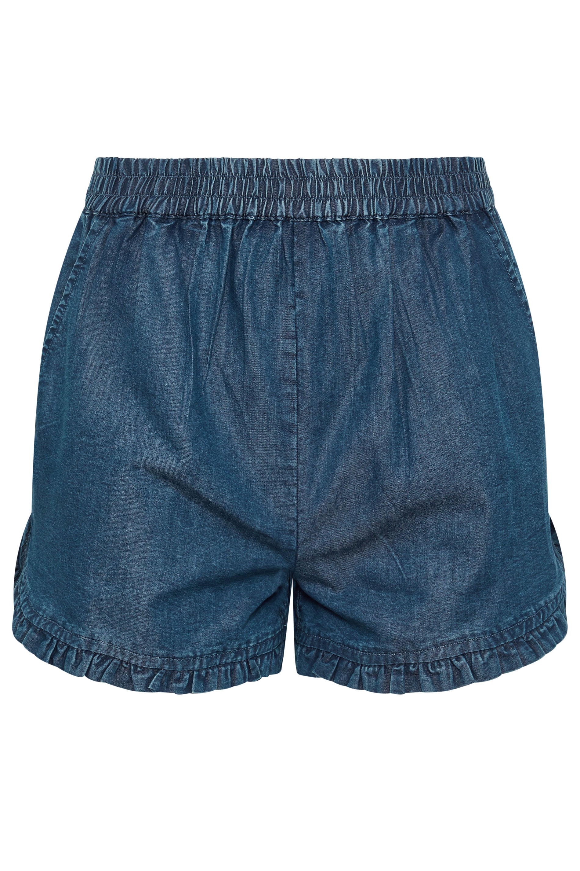 PixieGirl Petite Women's Blue Frill Denim Shorts | PixieGirl 5