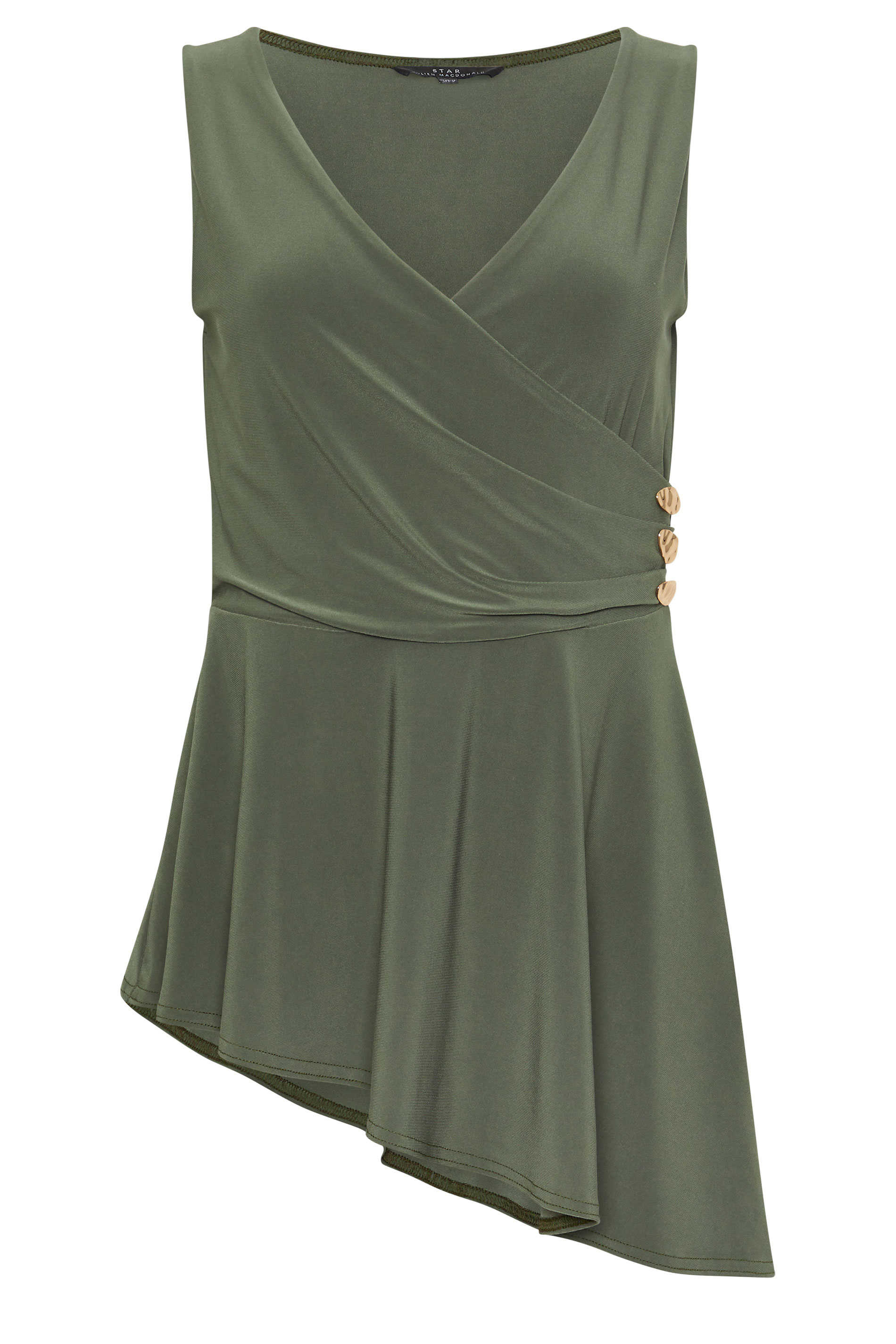STAR Khaki Green Metal Detail Wrap Top | StarByJM 5