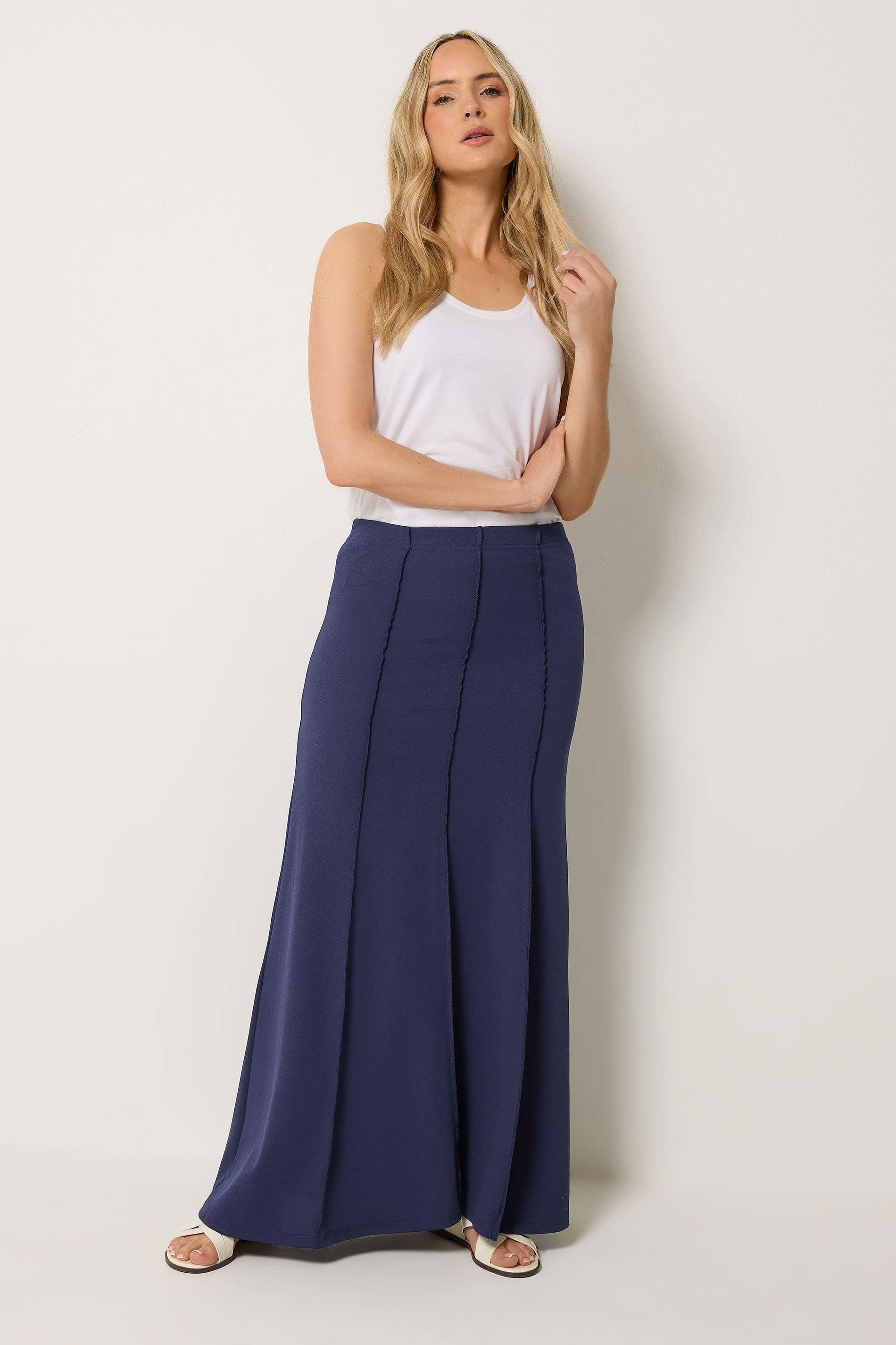 LTS Tall Women's Navy Blue Flare Seam Maxi Skirt | Long Tall Sally 3