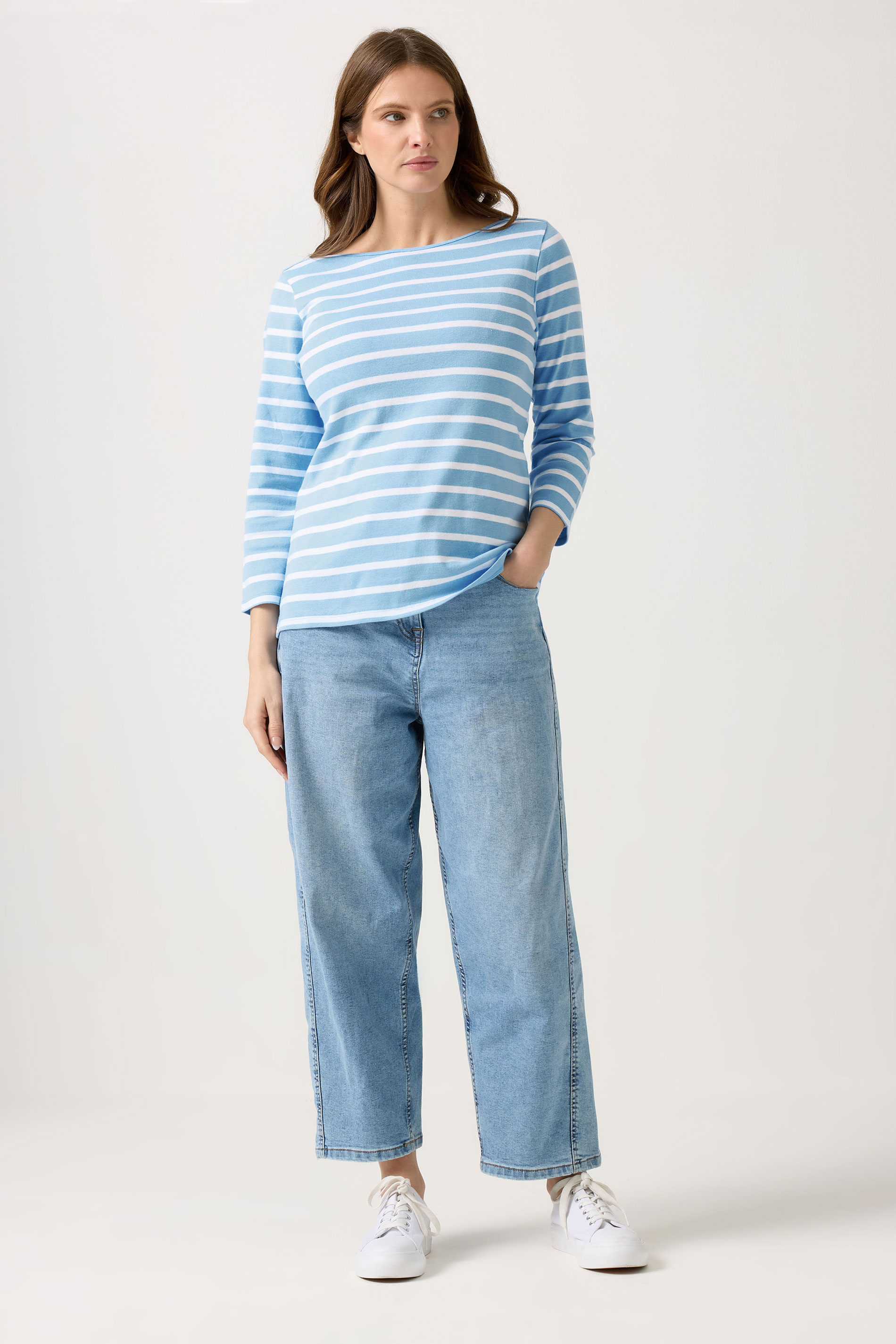 M&Co 2 PACK Red & Blue Stripe Slash Neck Tops | M&Co 4