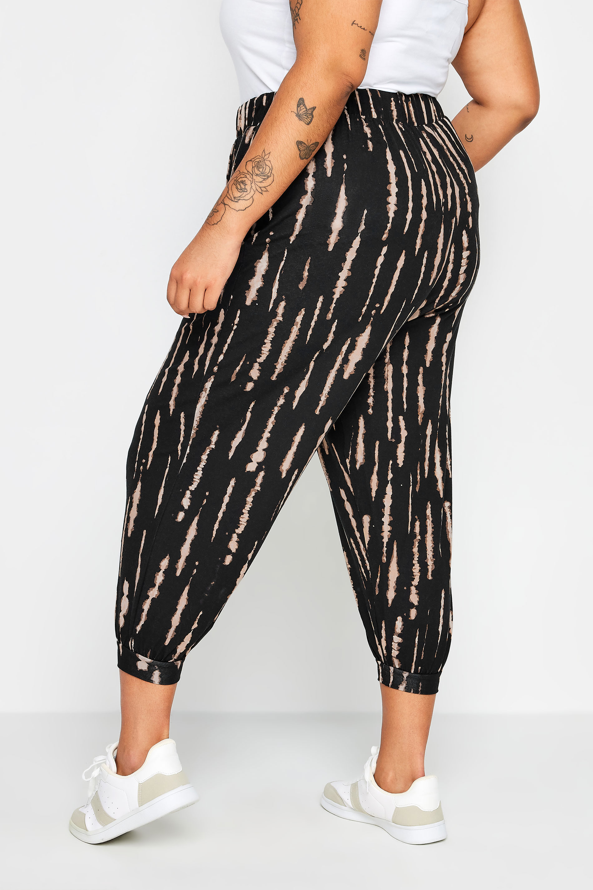 YOURS Plus Size Black Crop Harem Trousers | Yours Clothing 3