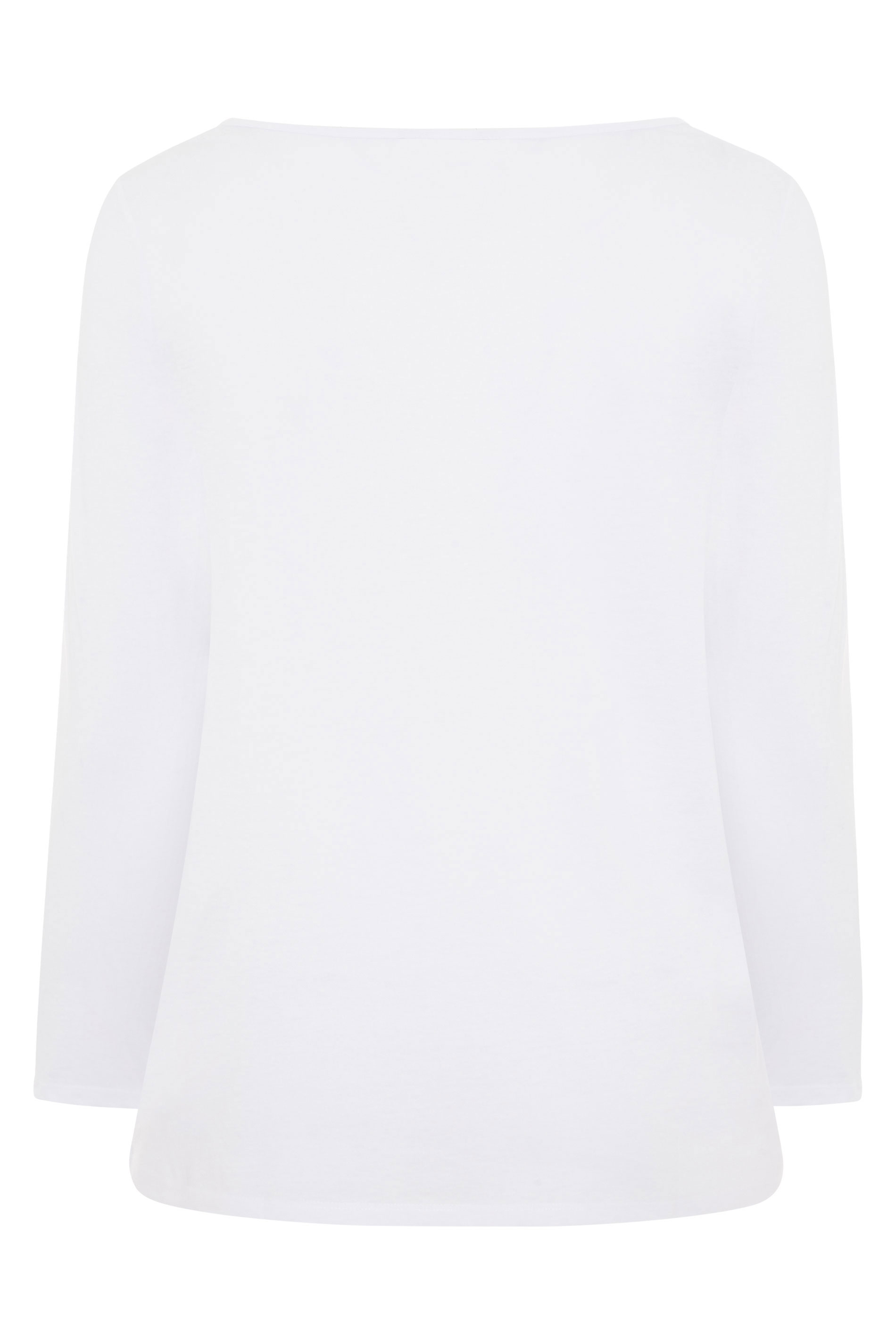 Grande taille  Tops Grande taille  Tops à Manches Longues | T-Shirt Blanc Manches Longues en Jersey - FZ03379