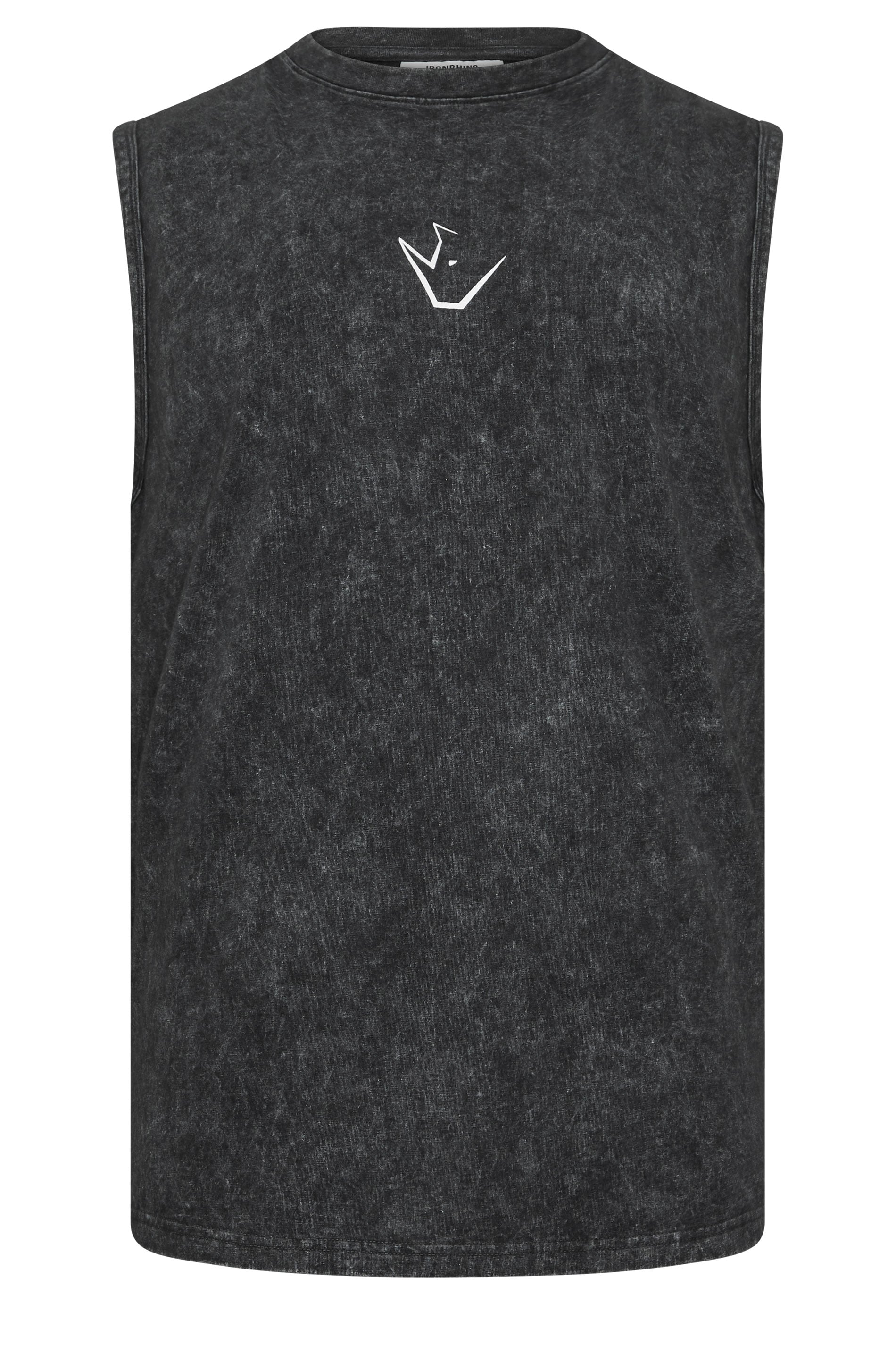 IronRhino Big & Tall Black Acid Wash Old English Vest | BadRhino 6