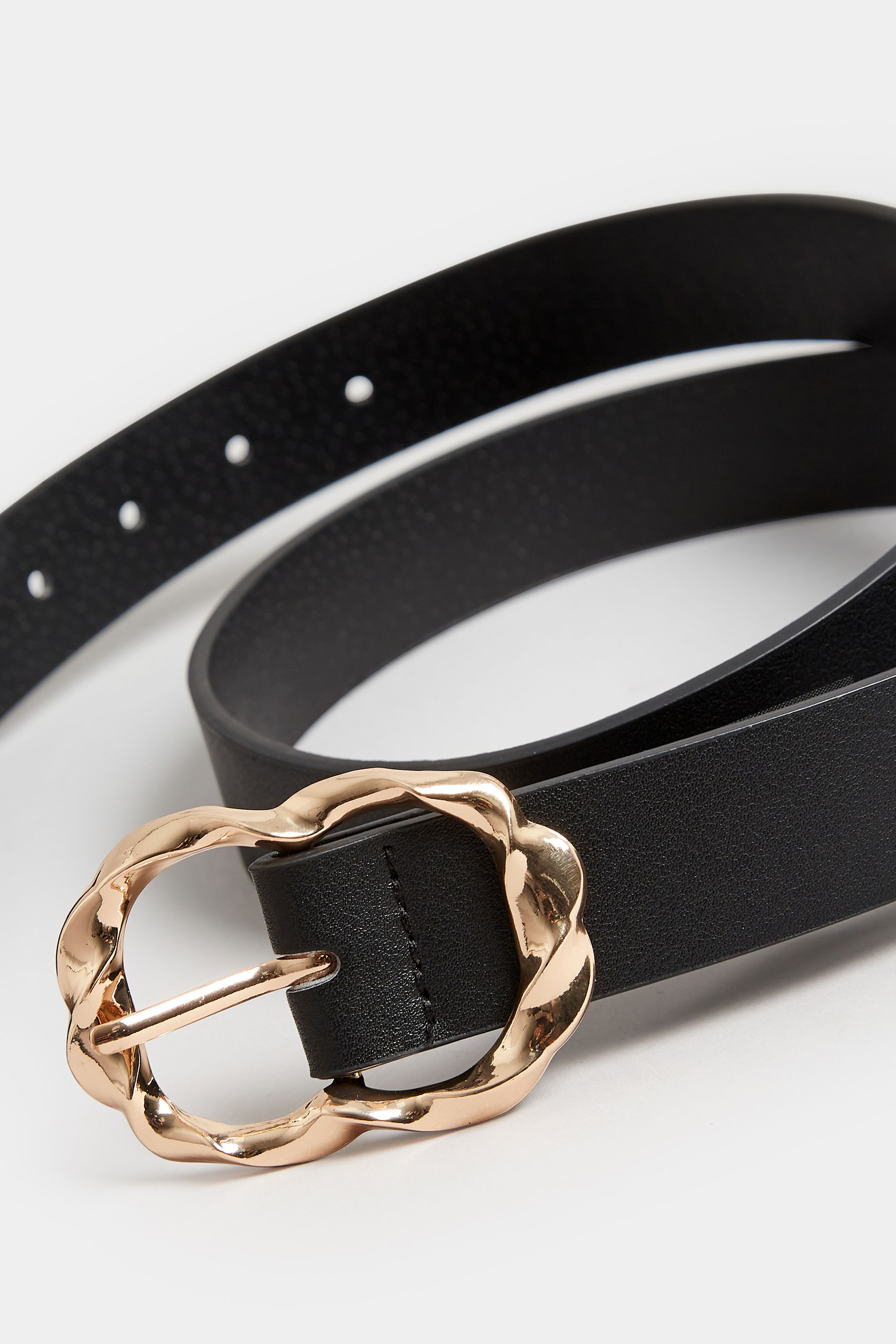 Black & Gold Twisted Buckle Belt | Yours Clothing 3