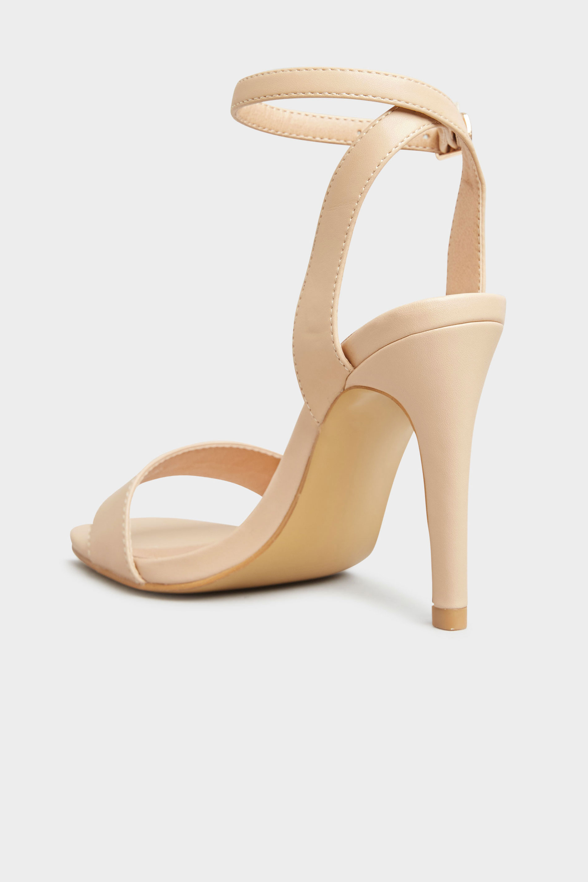 Limited Collection Nude Strappy Two Part Heels In Extra Wide Fit Yours Clothing