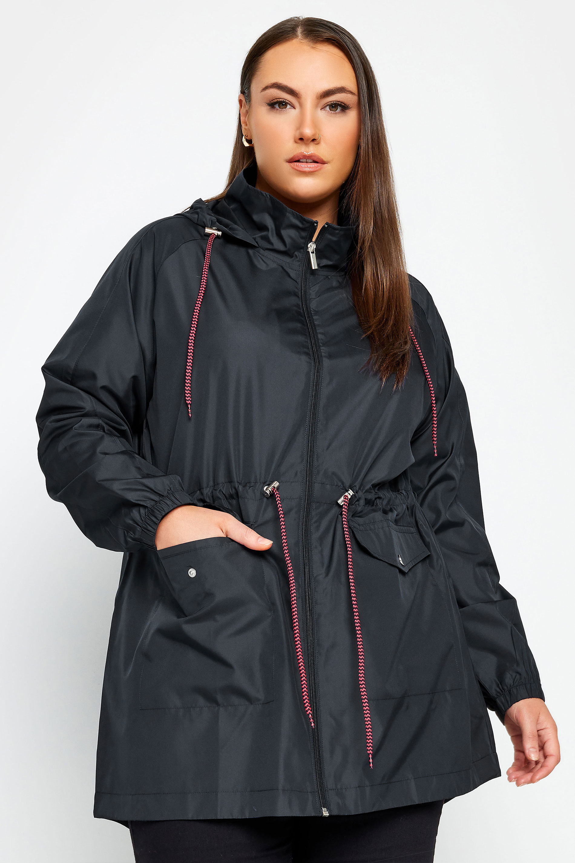 YOURS Plus Size Navy Blue Drawstring Lightweight Parka Jacket | Yours Clothing 1