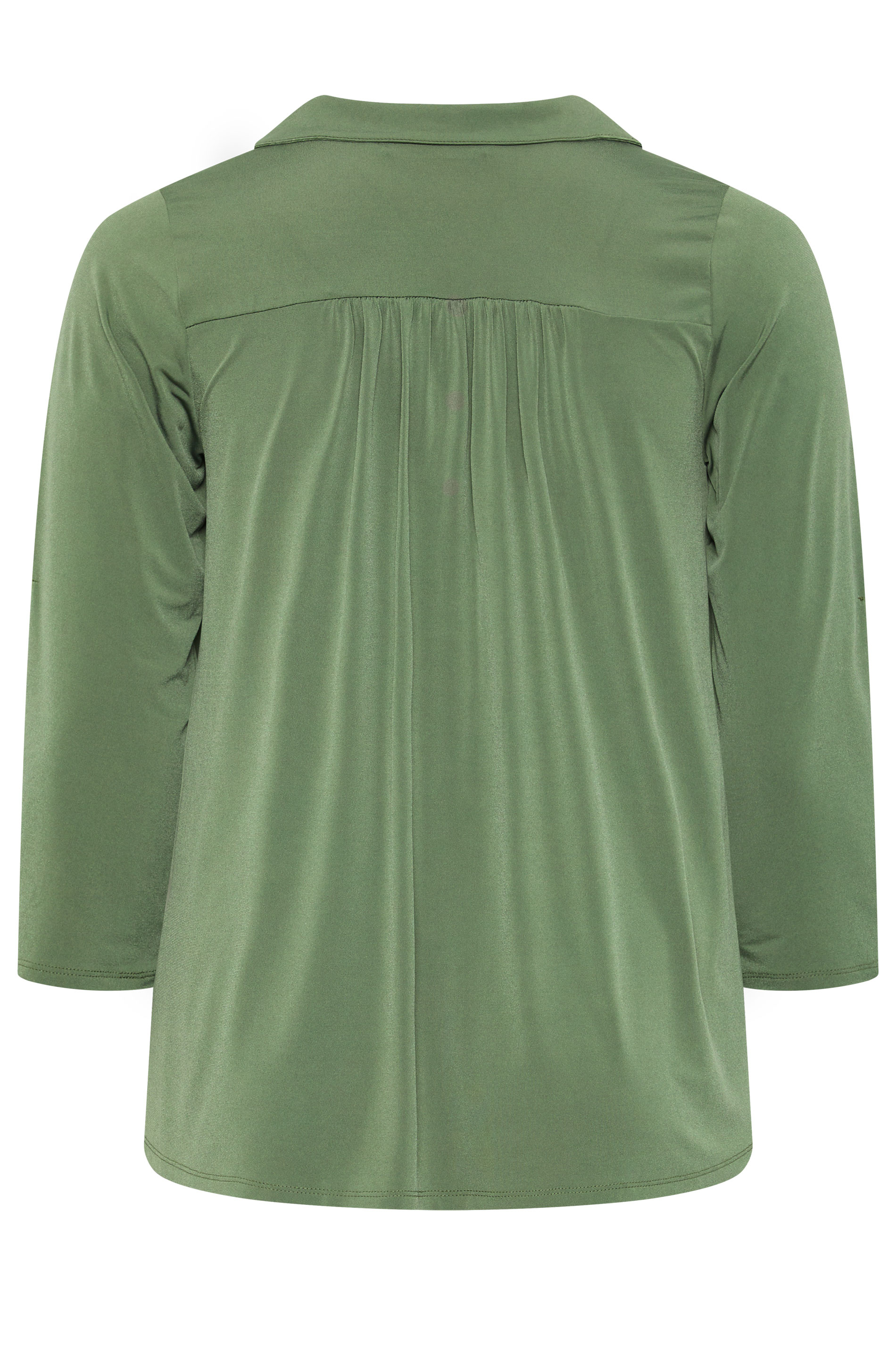 EVANS Plus Size Khaki Green Long Sleeve Blouse | Evans  6