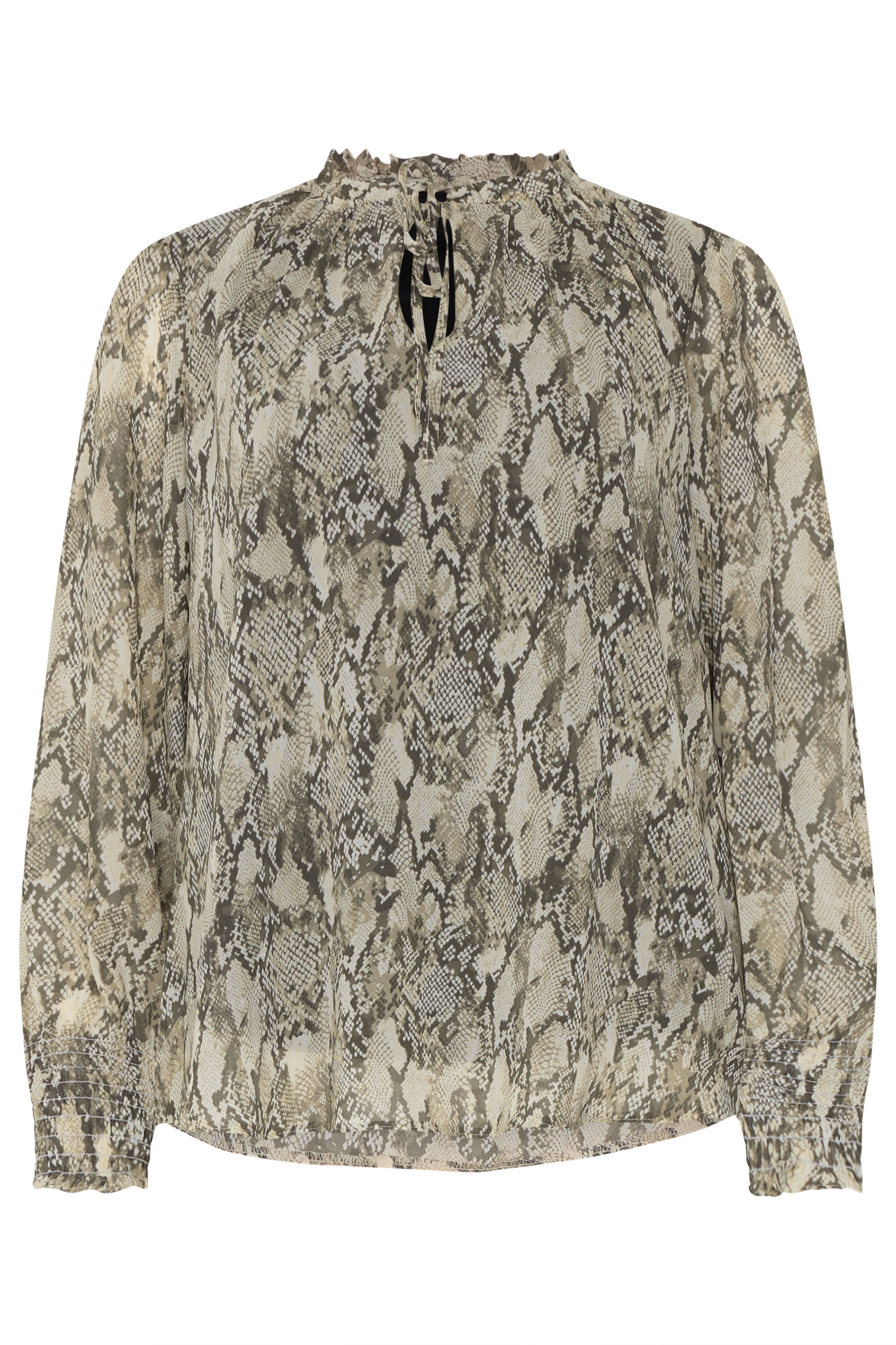 M&Co Grey Snake Print Tie Neck Blouse | M&Co 5
