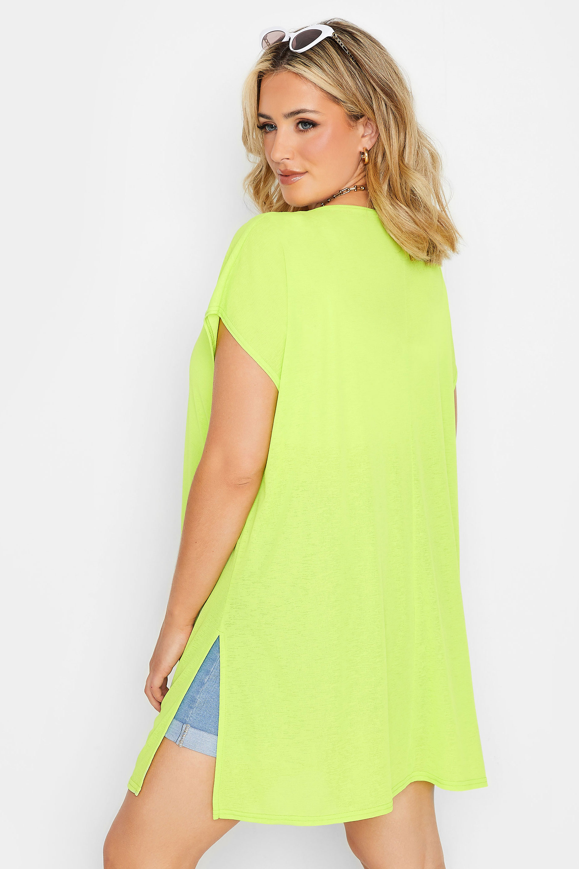 LIMITED COLLECTION Plus Size Lime Green Textured Kimono Cardigan | Yours Clothing 3