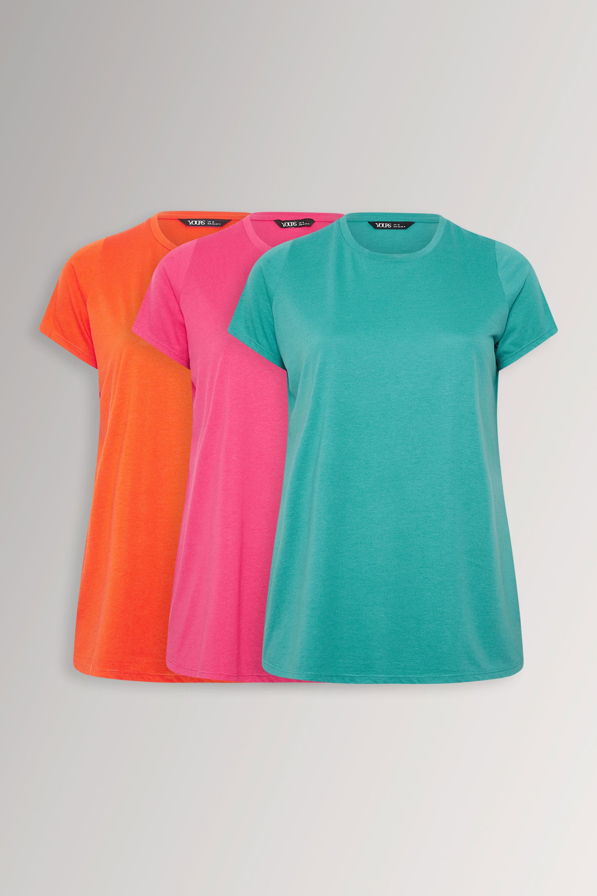 YOURS 3 PACK Plus Size Teal Blue & Pink Core T-Shirts | Yours Clothing 3