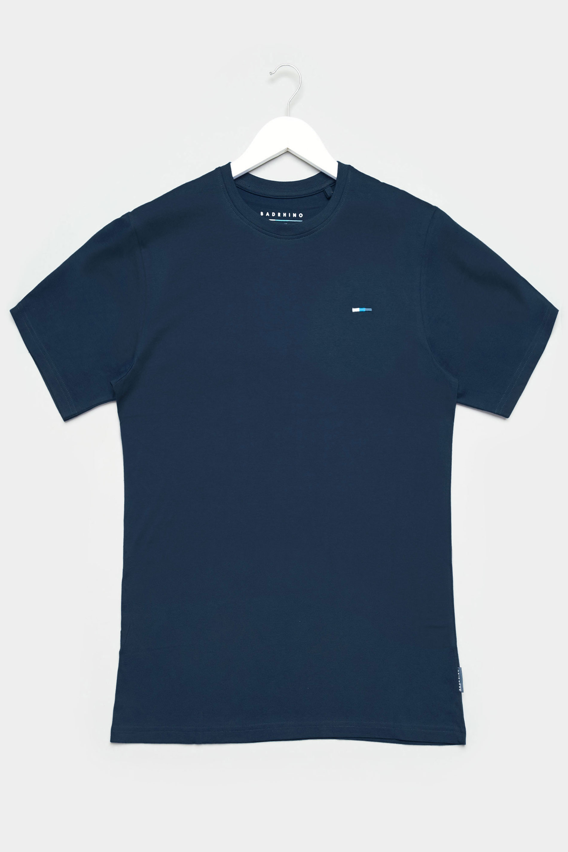 BadRhino Big & Tall Navy Blue Recycled Plain T-Shirt_F.jpg