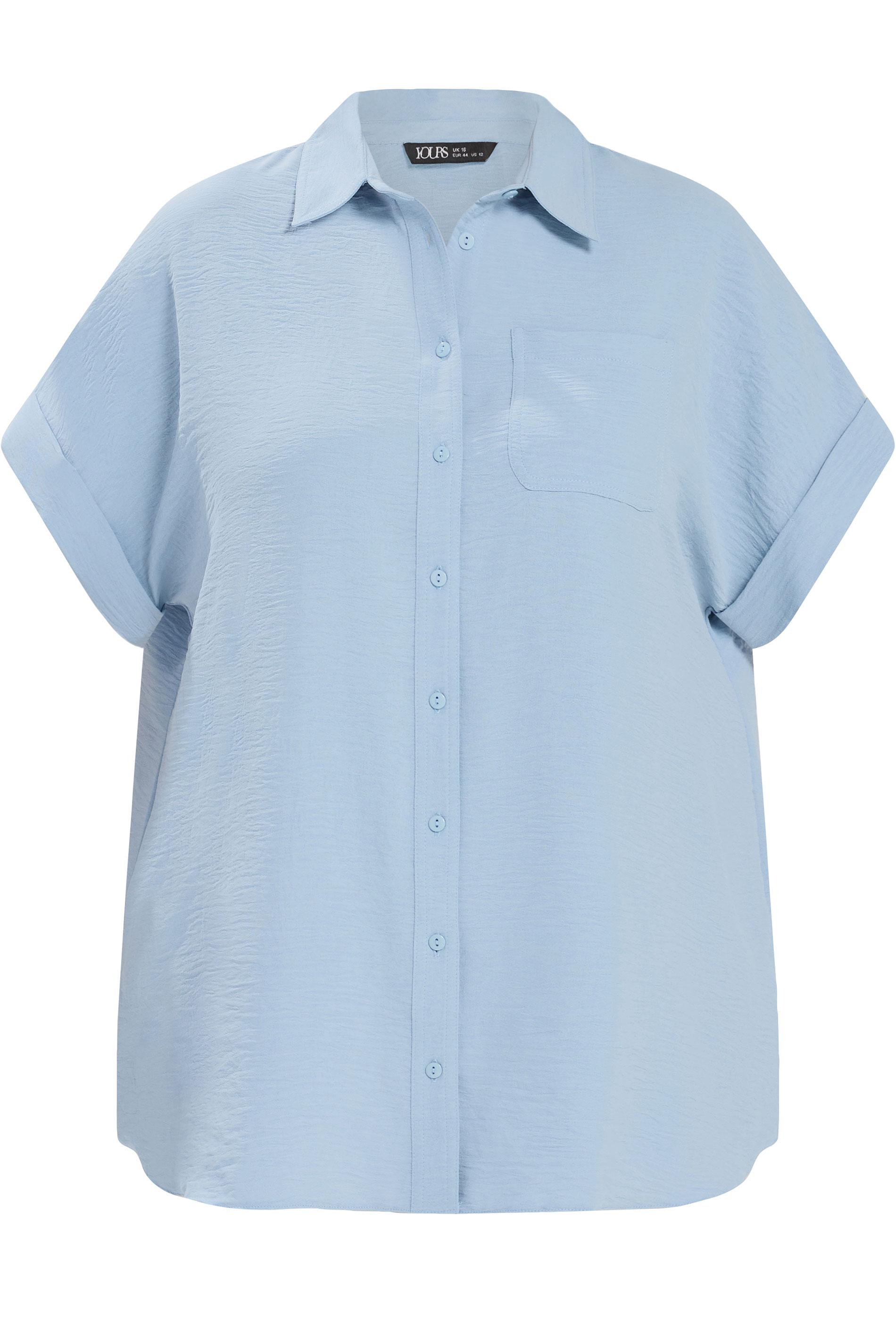 YOURS Plus Size Light Blue Grown On Sleeve Shirt | Yours Clothing 5