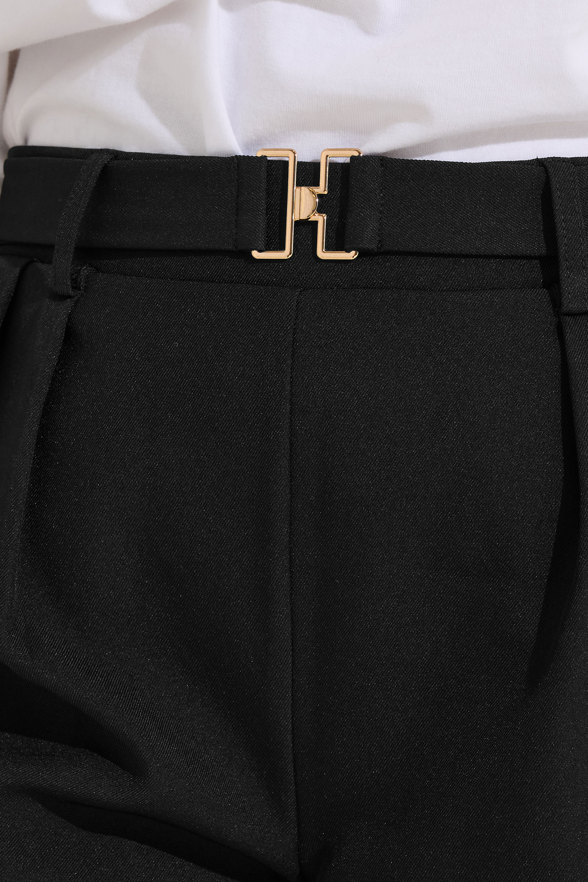 PixieGirl Petite Women's Black Buckle Wide Leg Trousers | PixieGirl 5